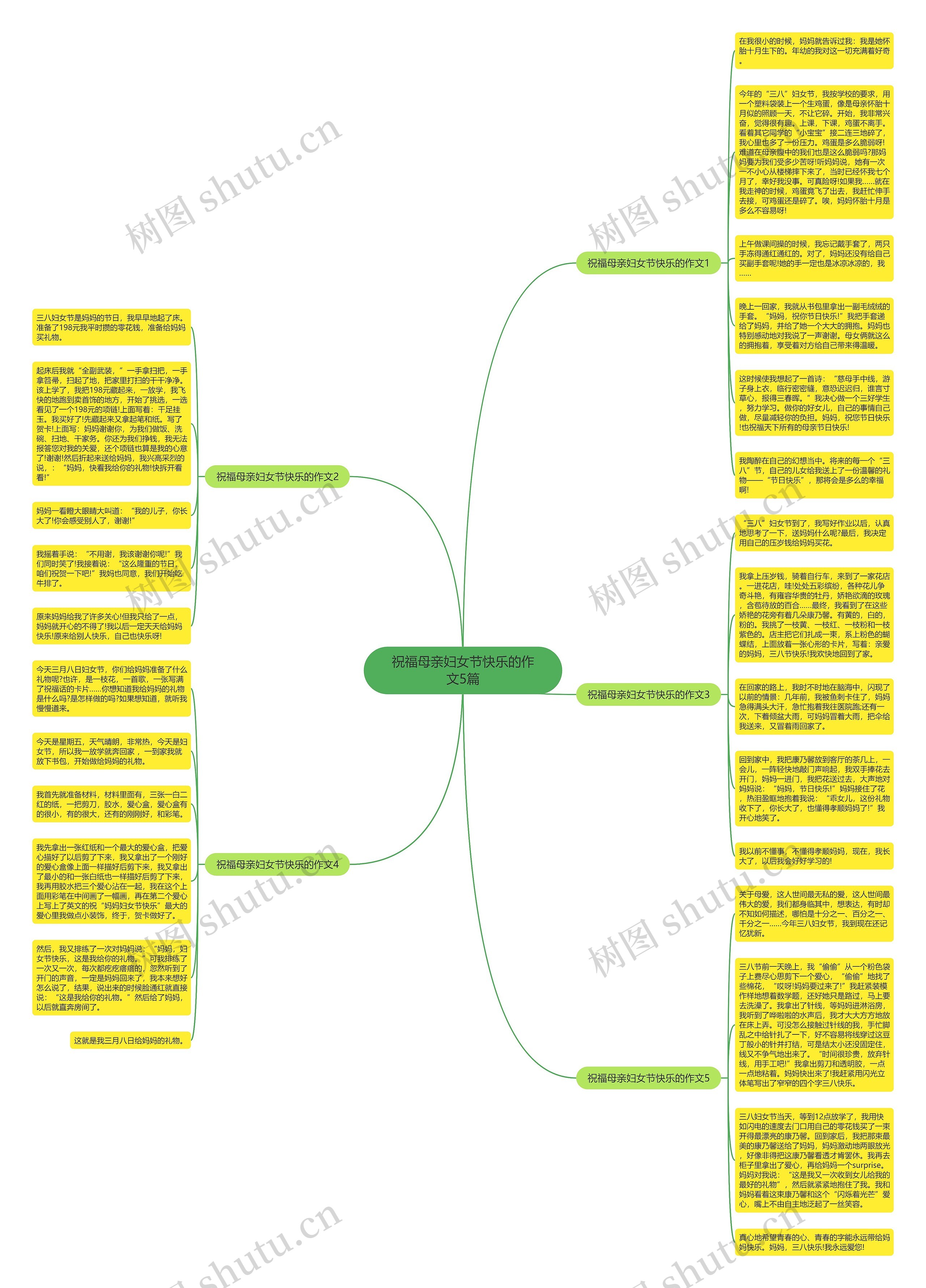 祝福母亲妇女节快乐的作文5篇思维导图