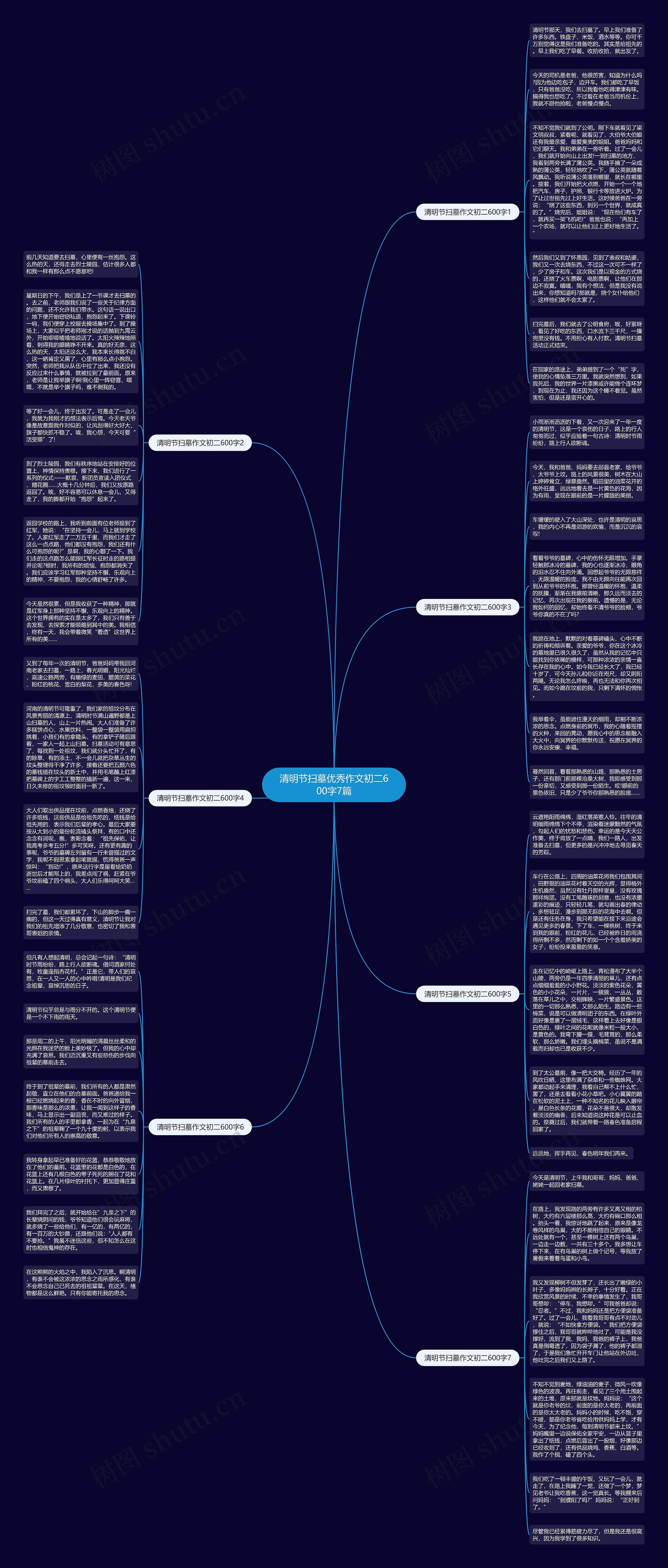 清明节扫墓优秀作文初二600字7篇思维导图