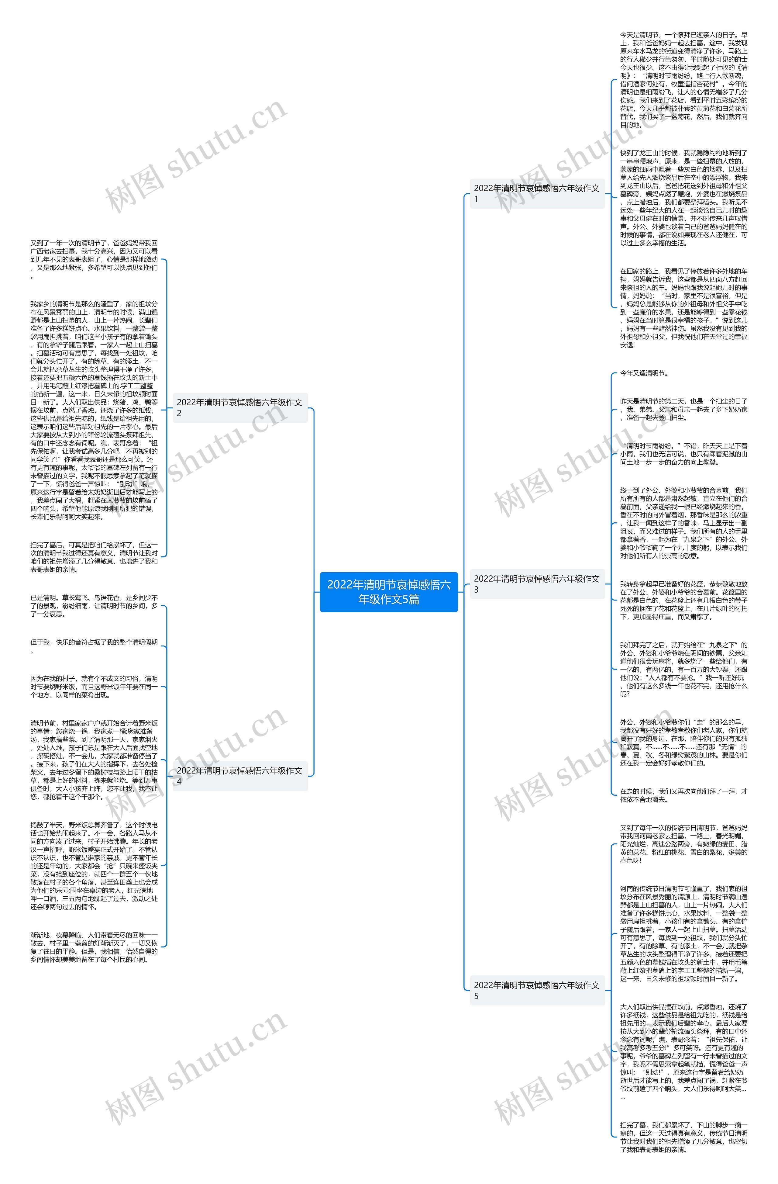 2022年清明节哀悼感悟六年级作文5篇思维导图