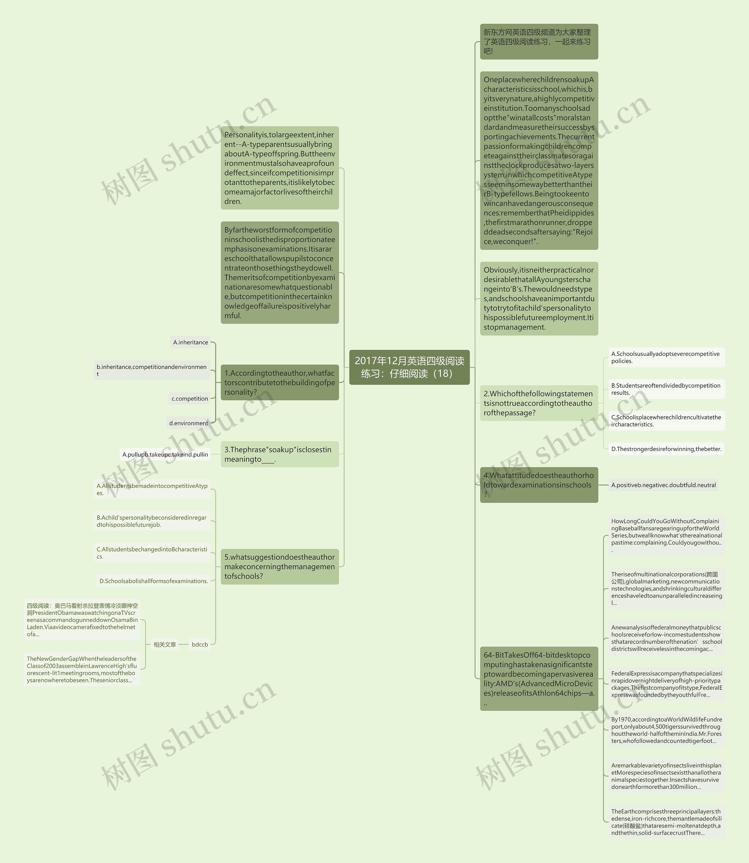 2017年12月英语四级阅读练习：仔细阅读（18）思维导图