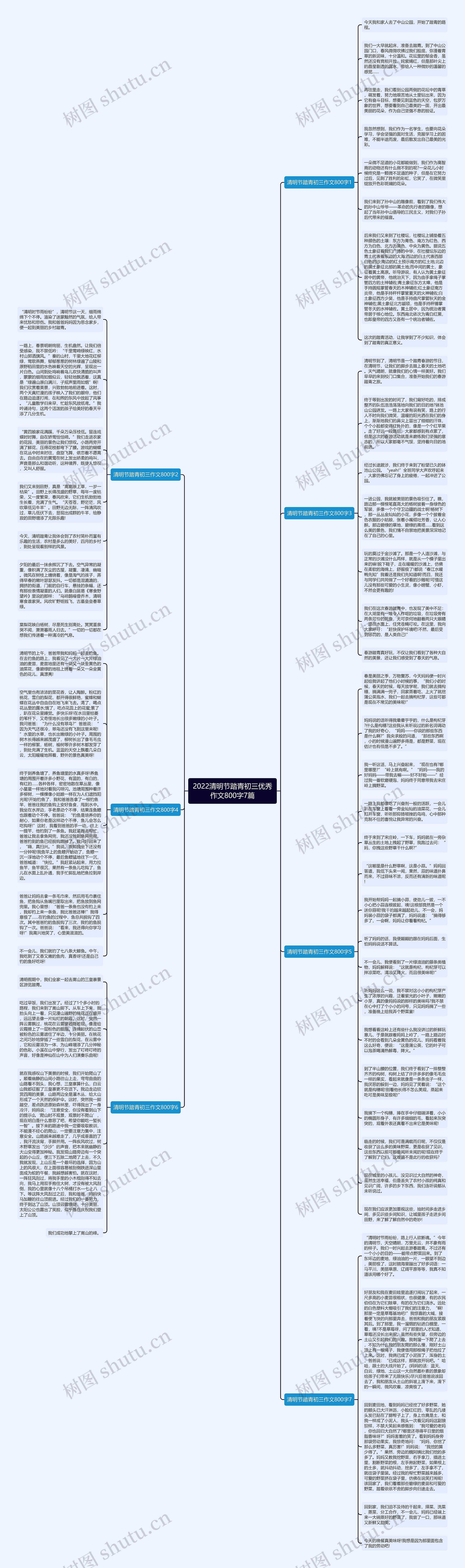 2022清明节踏青初三优秀作文800字7篇思维导图