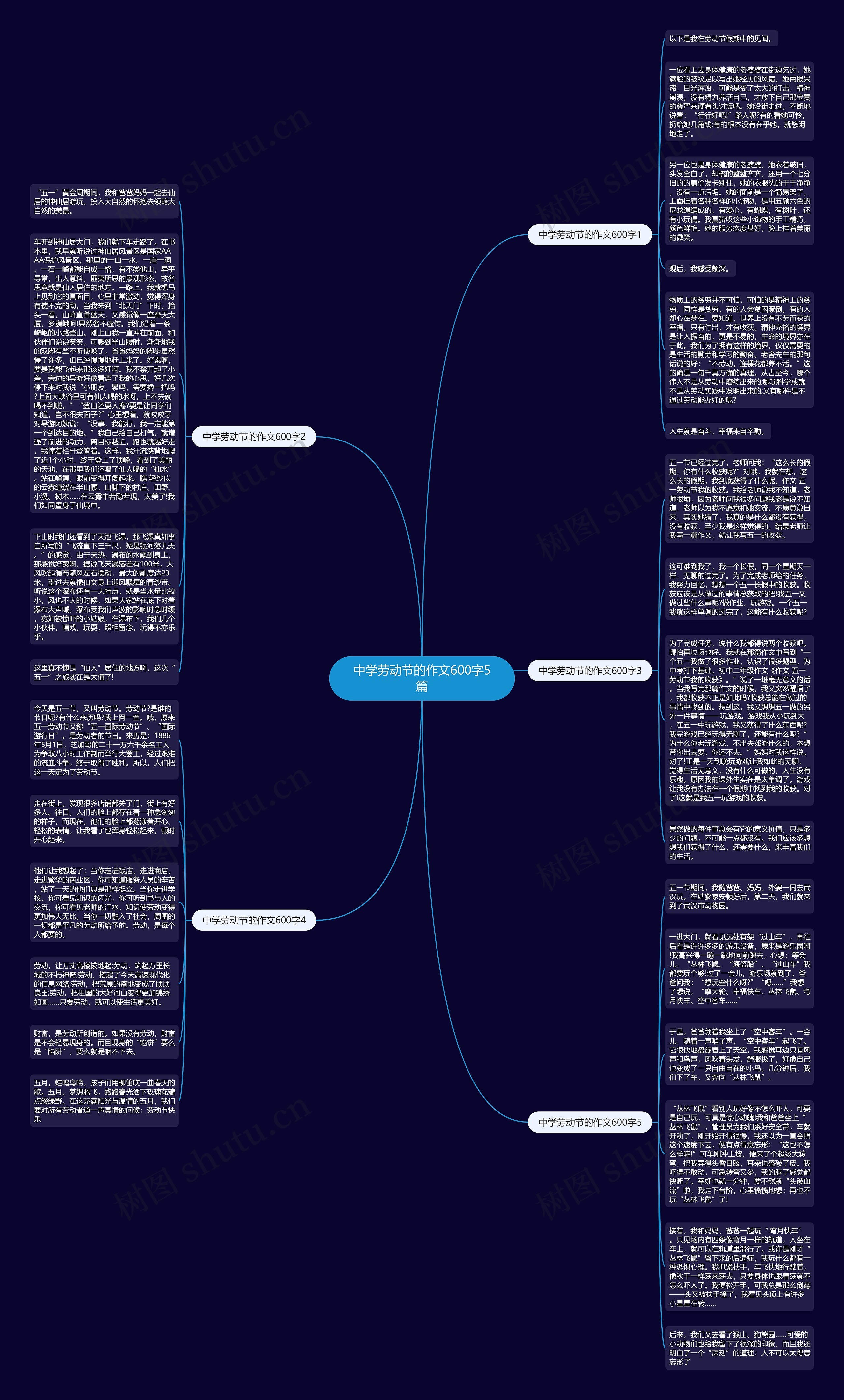 中学劳动节的作文600字5篇思维导图