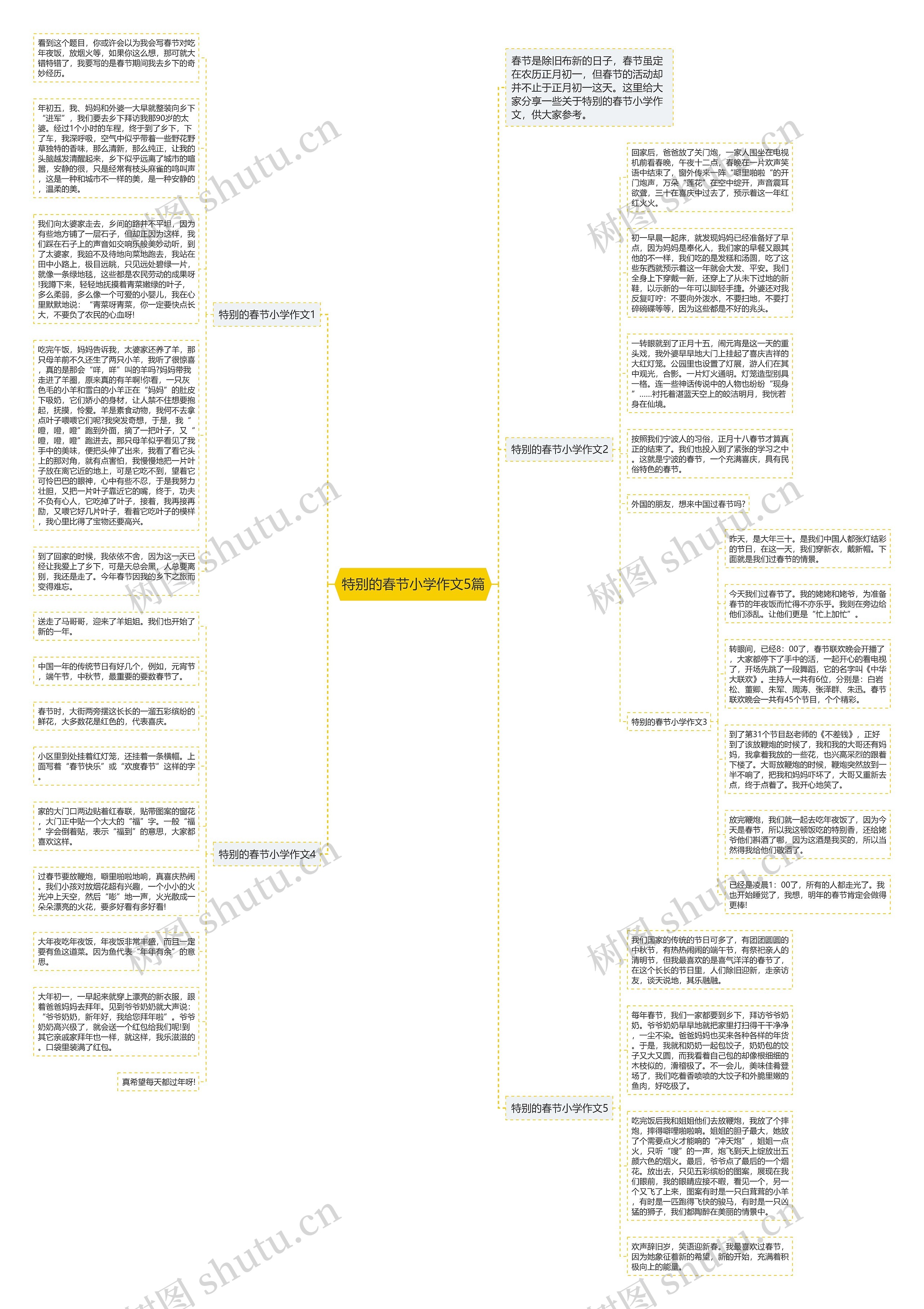 特别的春节小学作文5篇思维导图