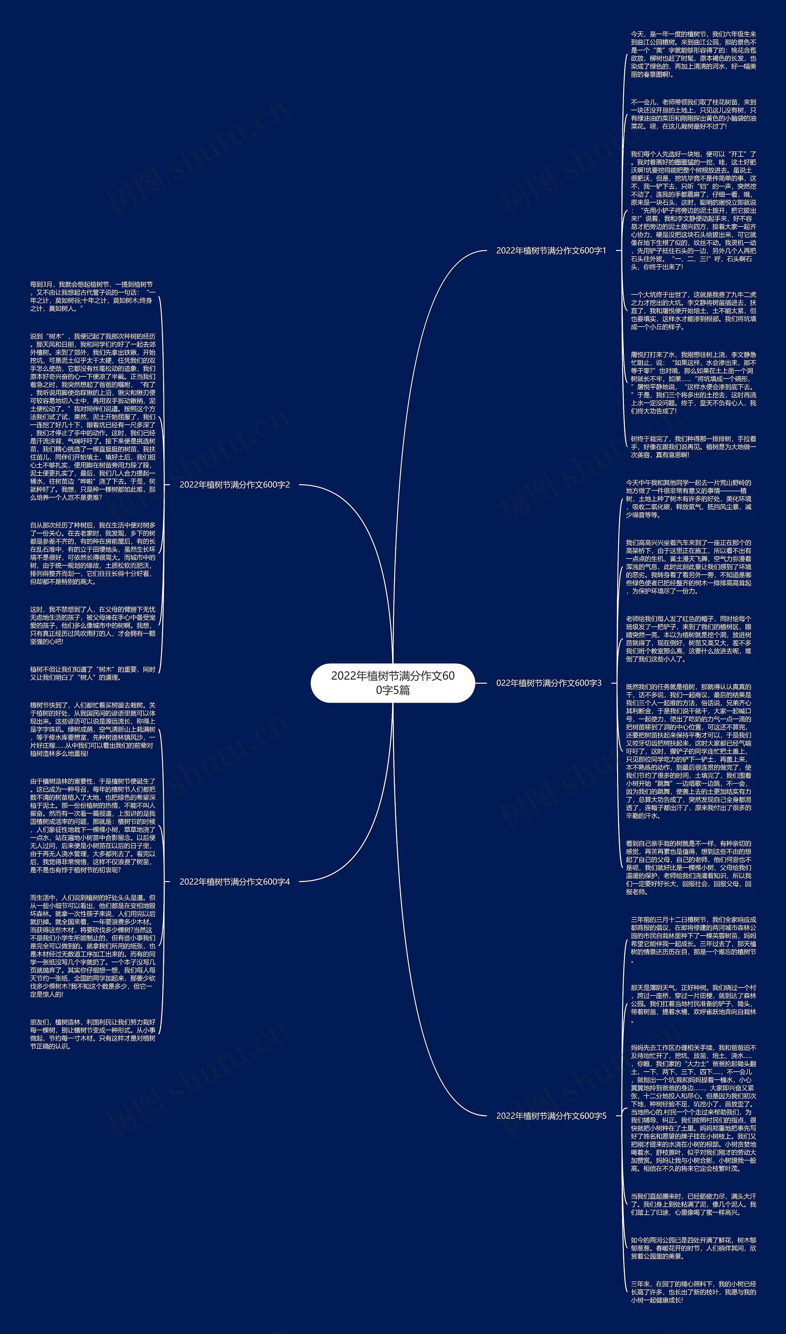 2022年植树节满分作文600字5篇思维导图