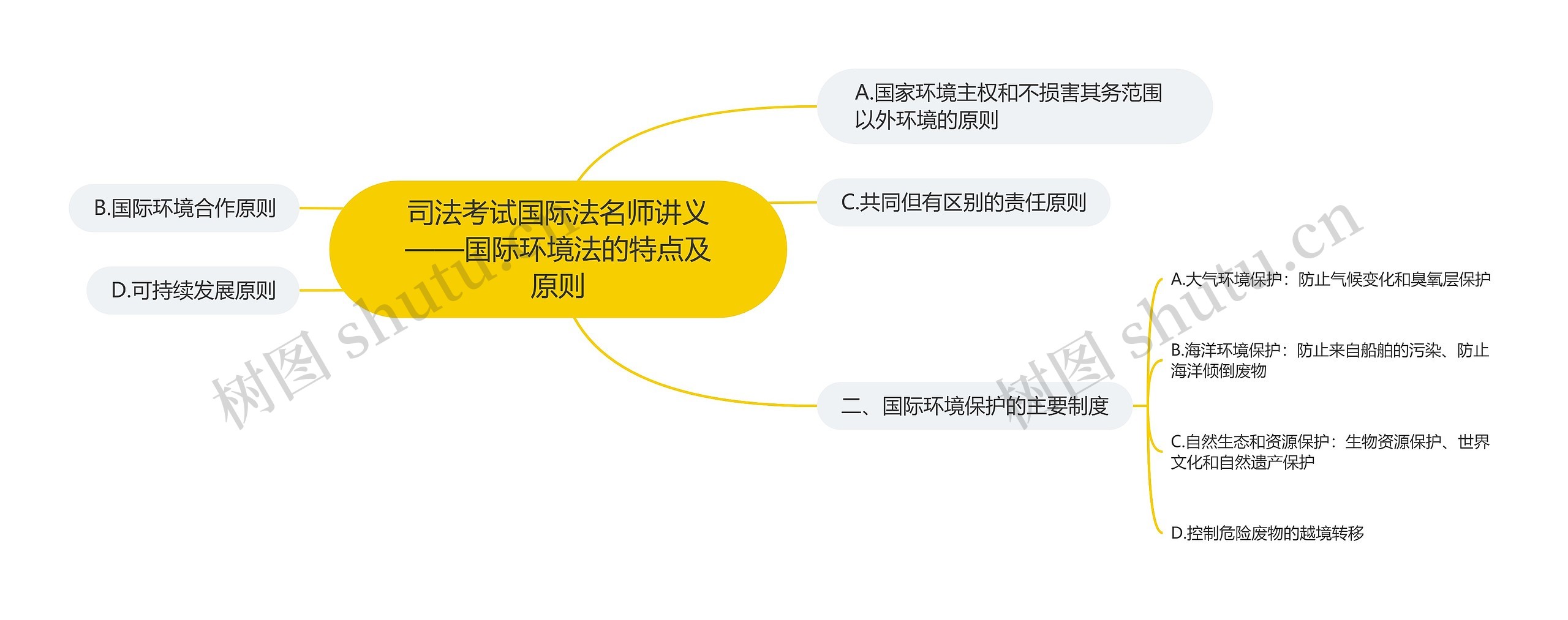 司法考试国际法名师讲义——国际环境法的特点及原则思维导图