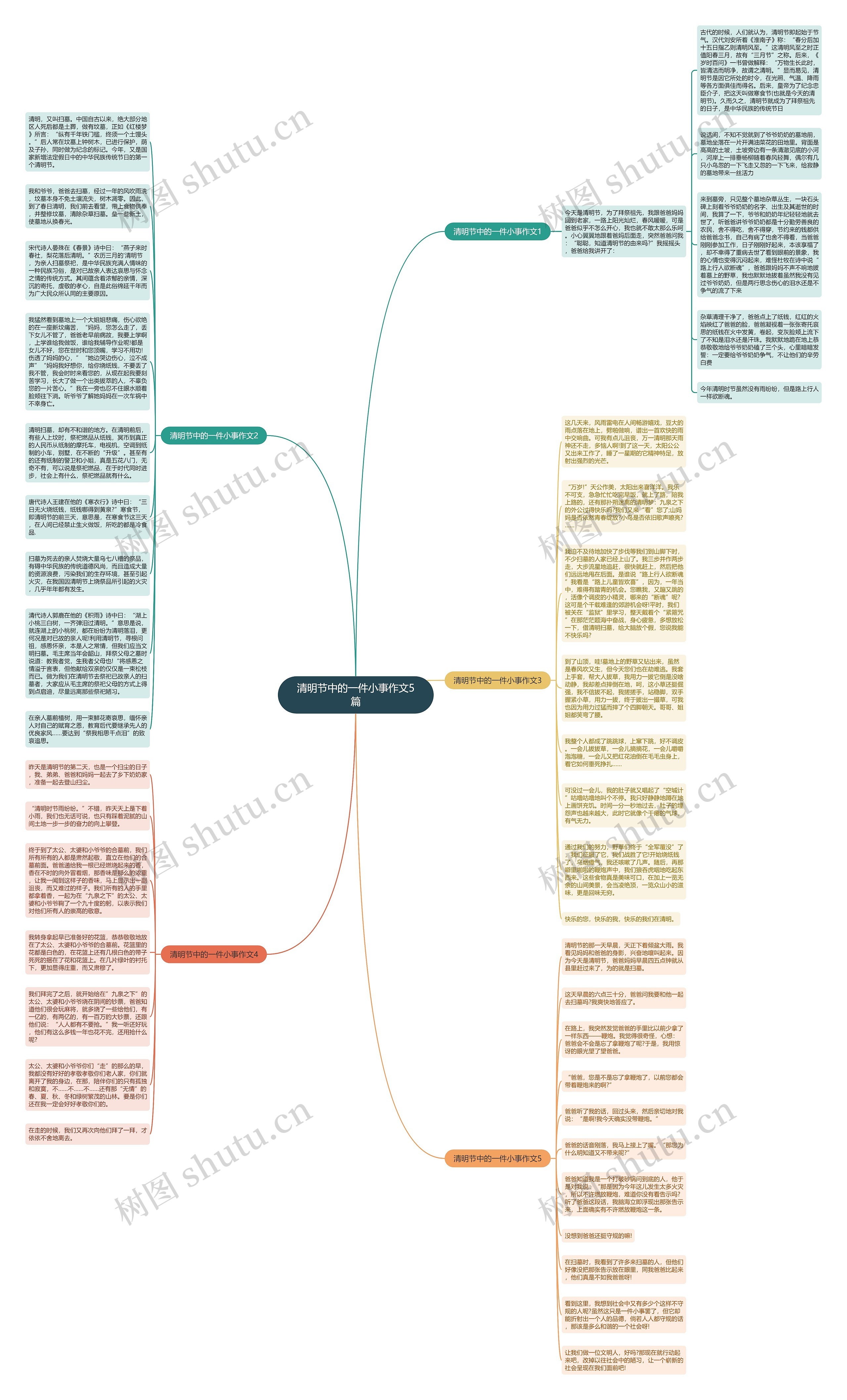 清明节中的一件小事作文5篇思维导图