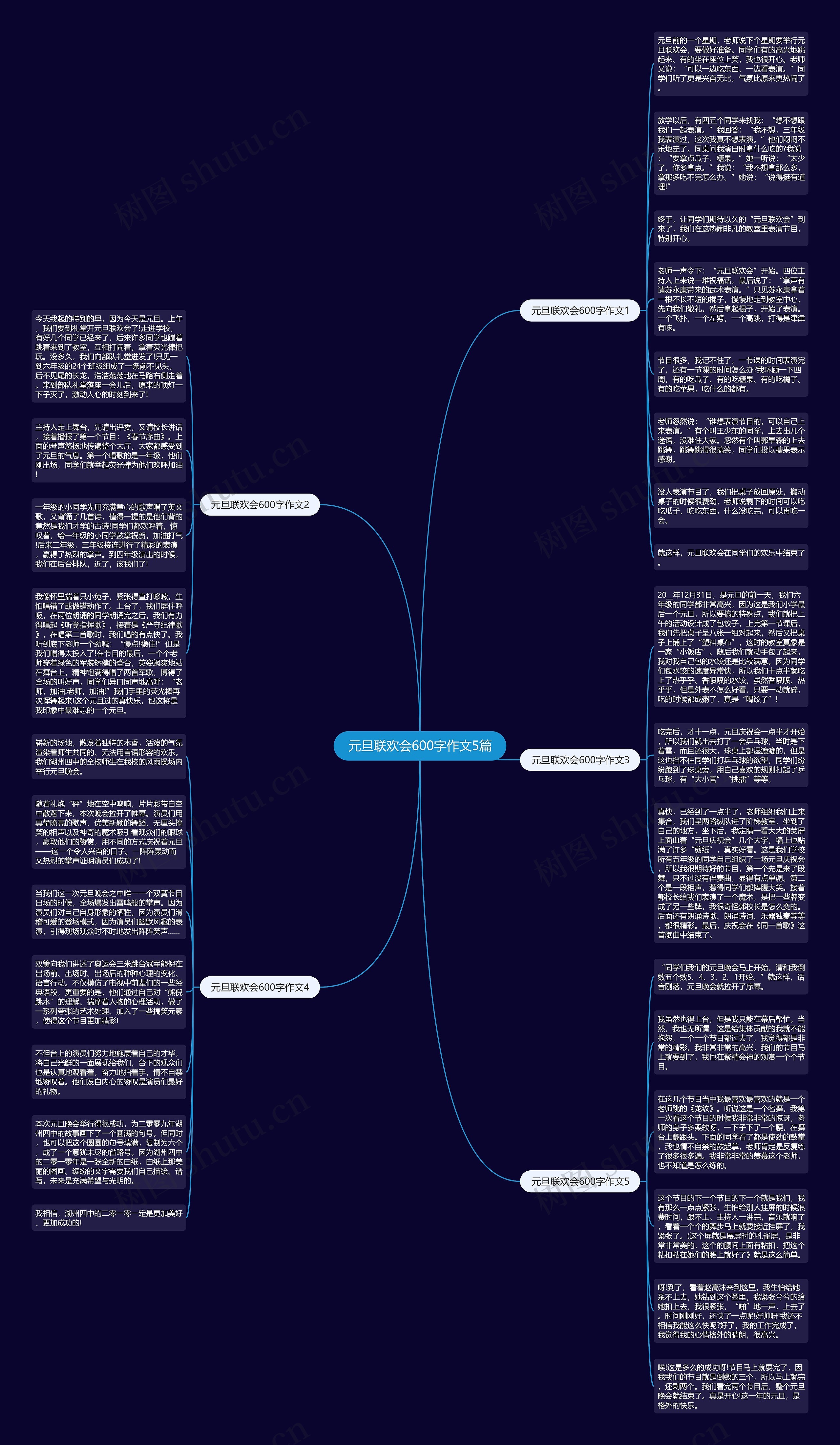 元旦联欢会600字作文5篇思维导图