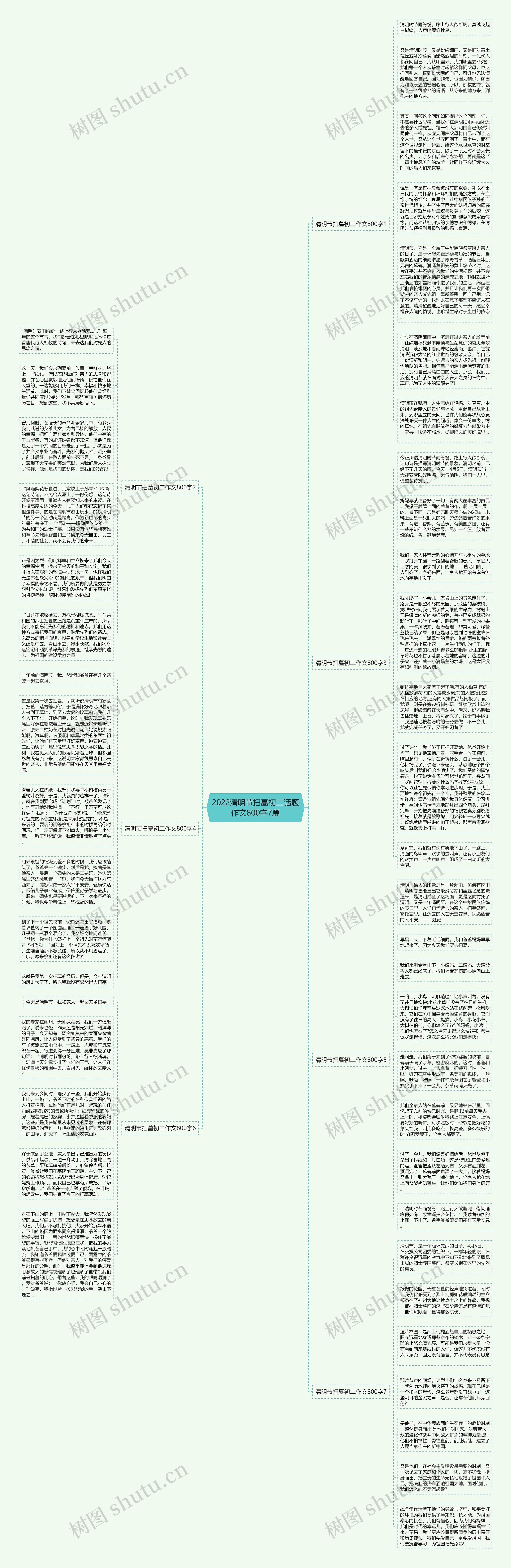 2022清明节扫墓初二话题作文800字7篇思维导图