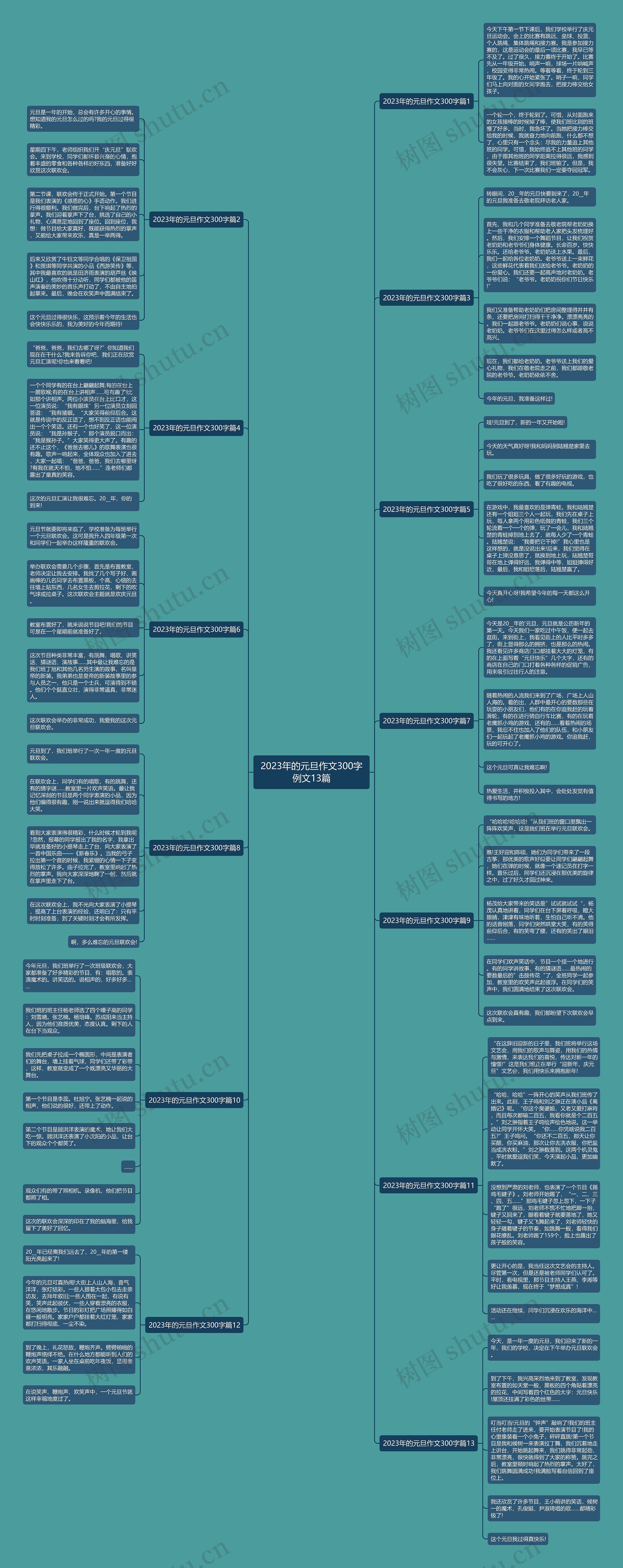 2023年的元旦作文300字例文13篇思维导图