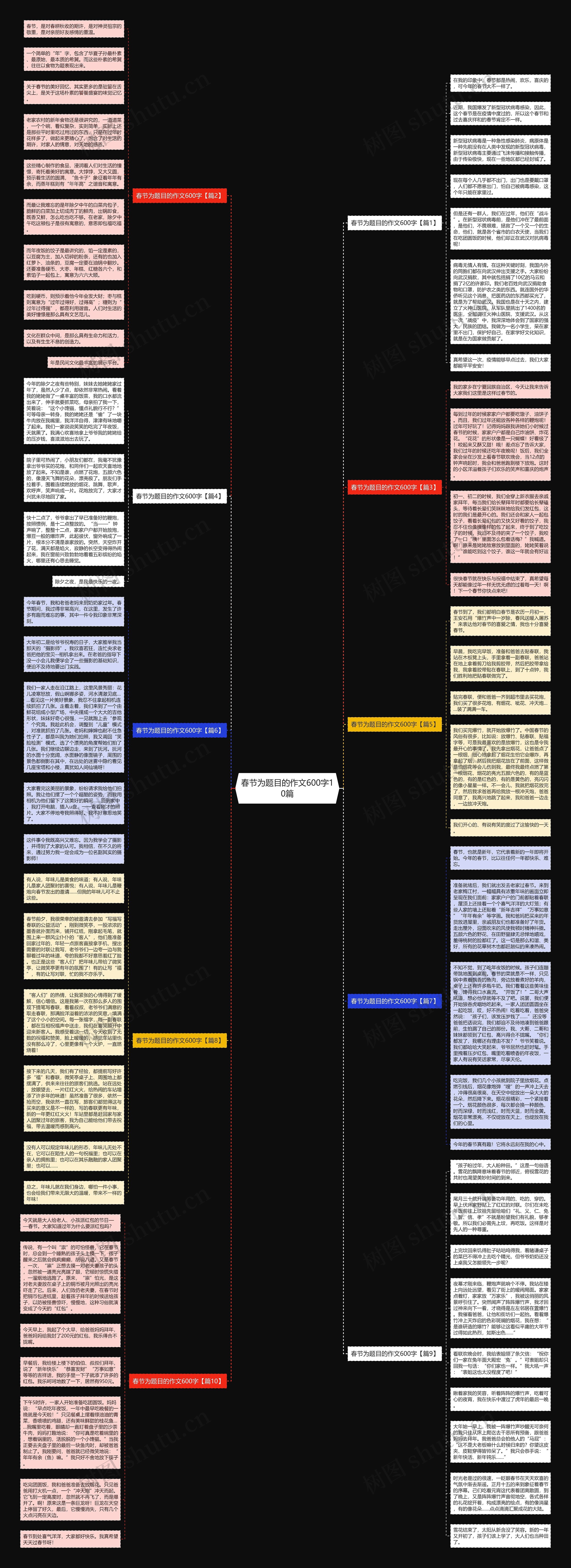 春节为题目的作文600字10篇思维导图