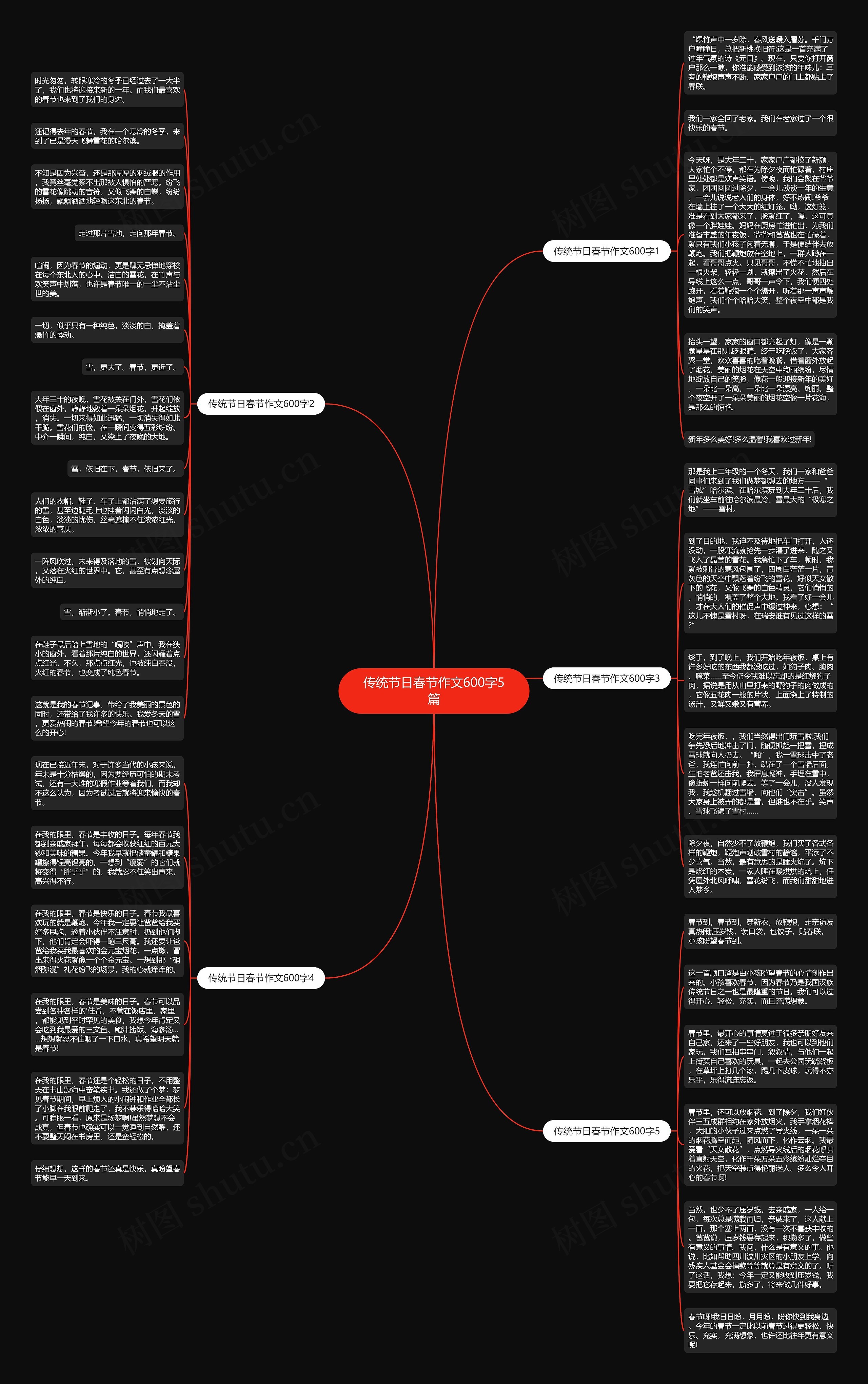 传统节日春节作文600字5篇思维导图