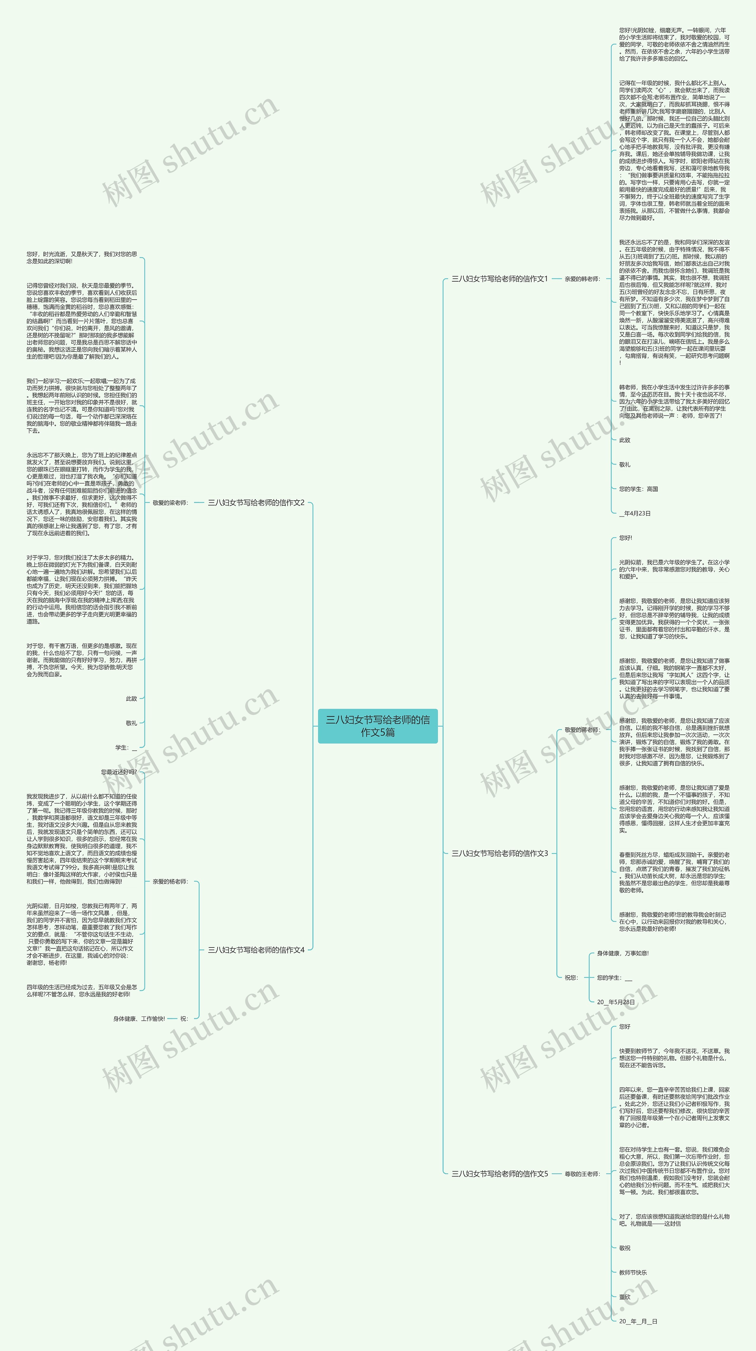 三八妇女节写给老师的信作文5篇思维导图