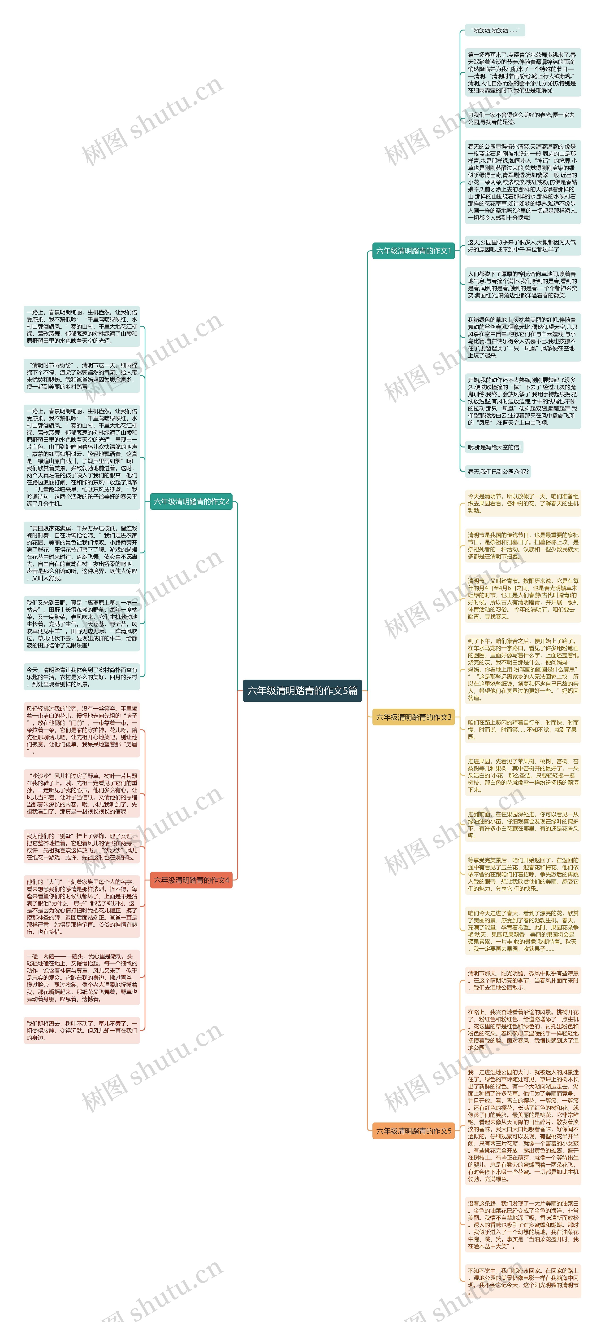六年级清明踏青的作文5篇思维导图