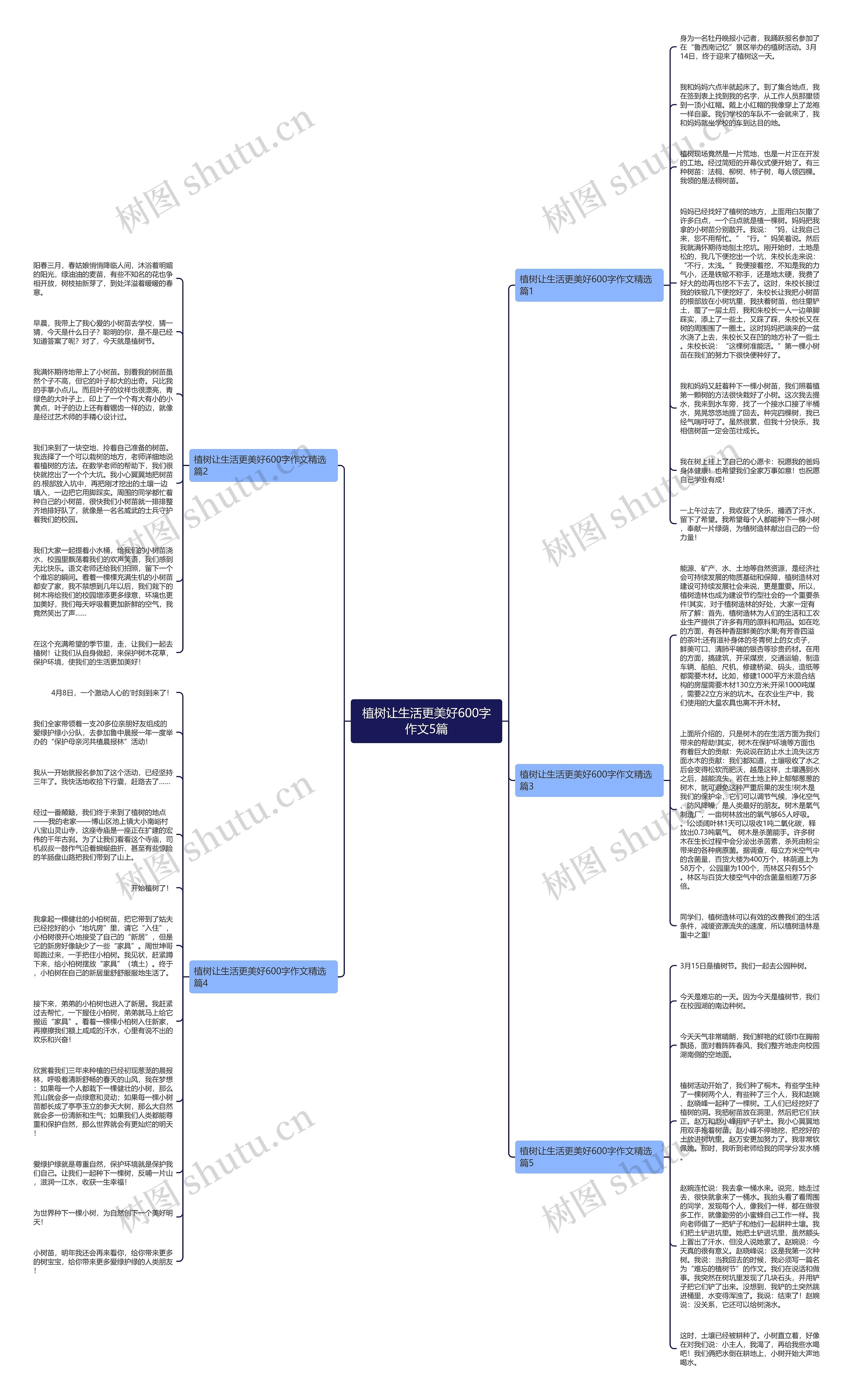 植树让生活更美好600字作文5篇思维导图