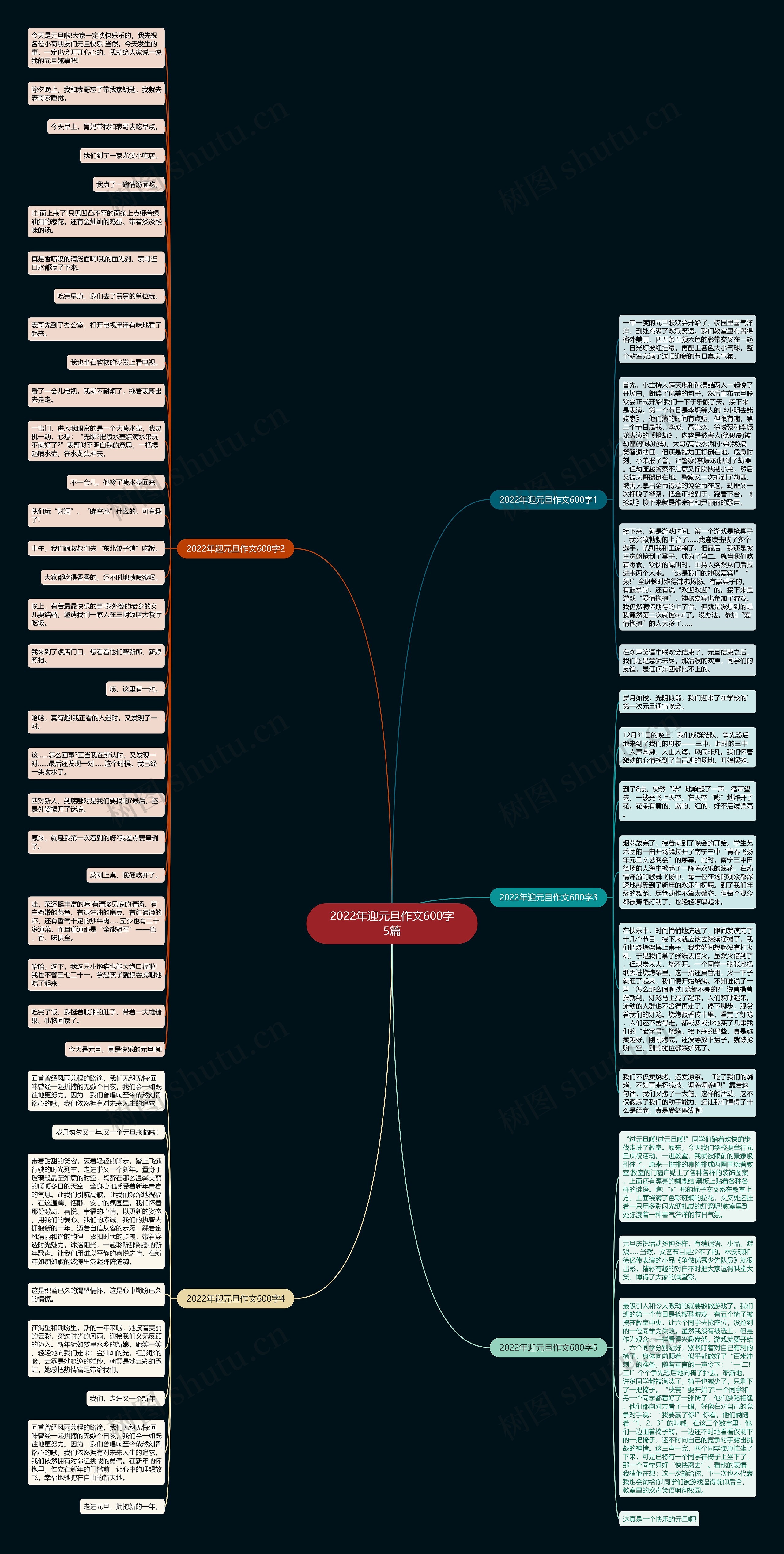 2022年迎元旦作文600字5篇思维导图