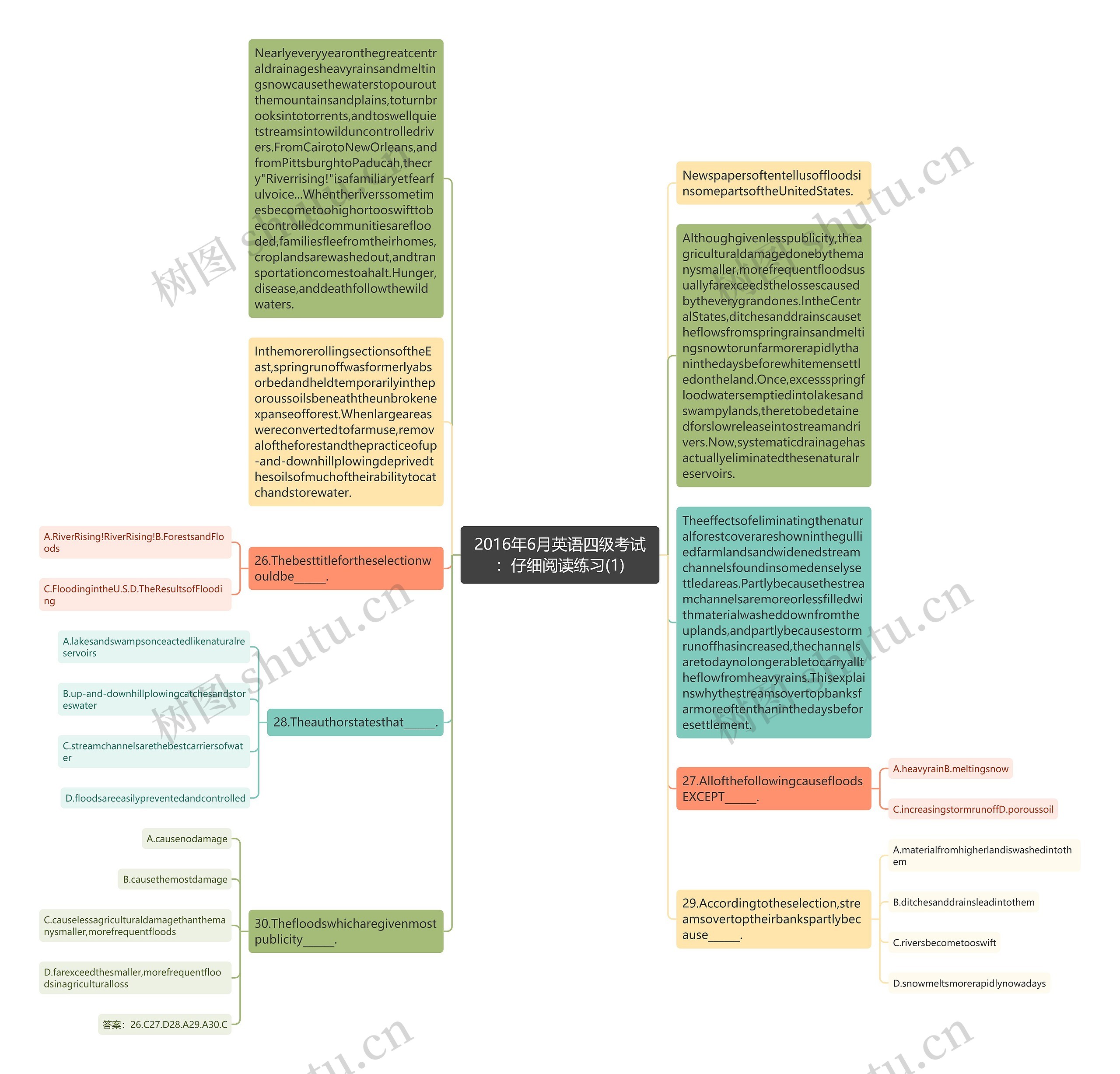 2016年6月英语四级考试：仔细阅读练习(1)思维导图