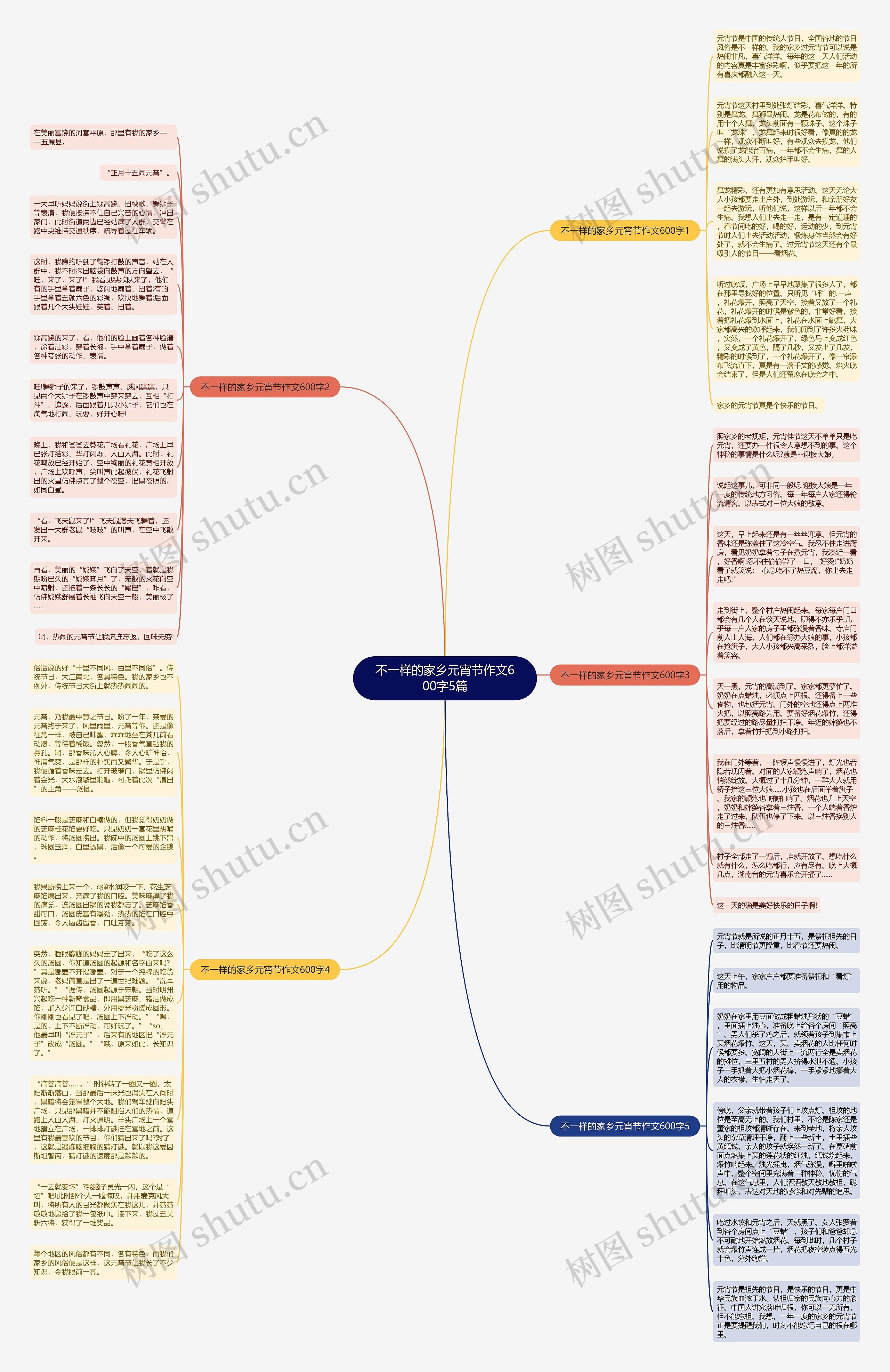 不一样的家乡元宵节作文600字5篇思维导图