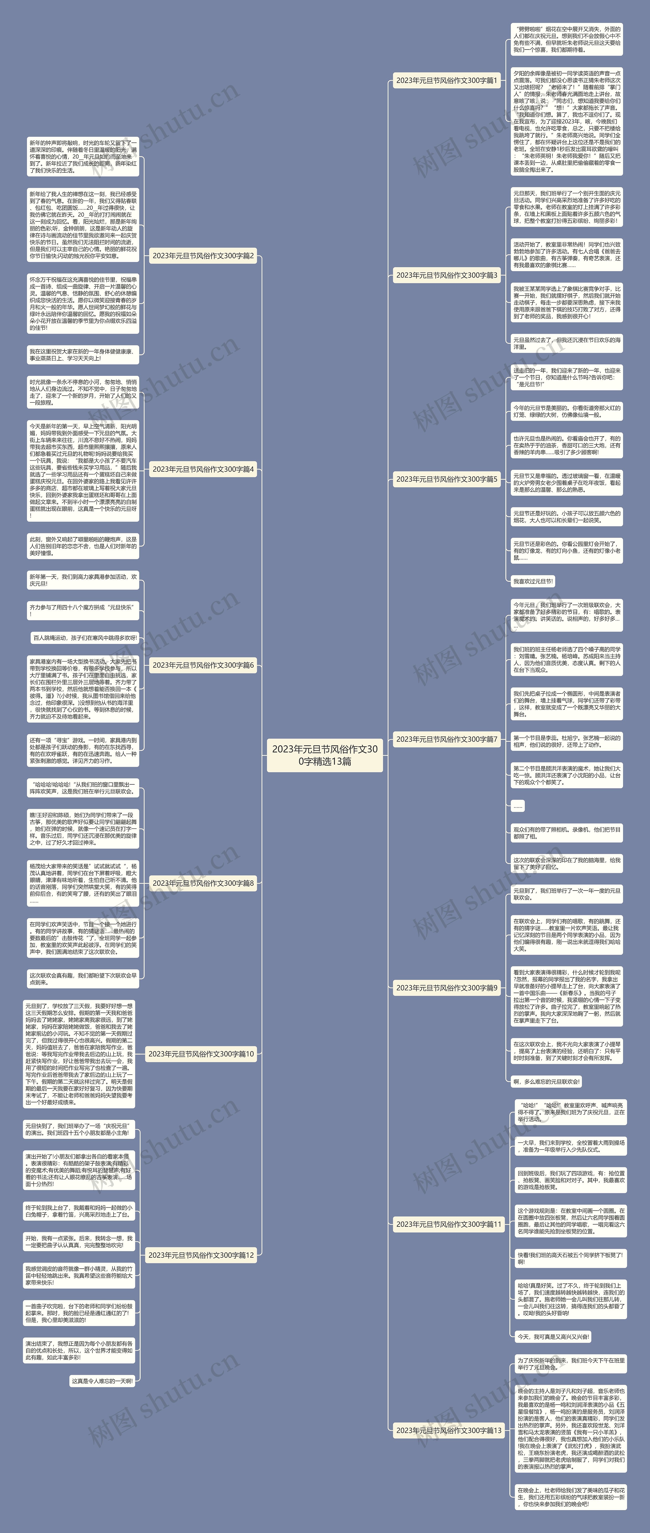 2023年元旦节风俗作文300字精选13篇思维导图