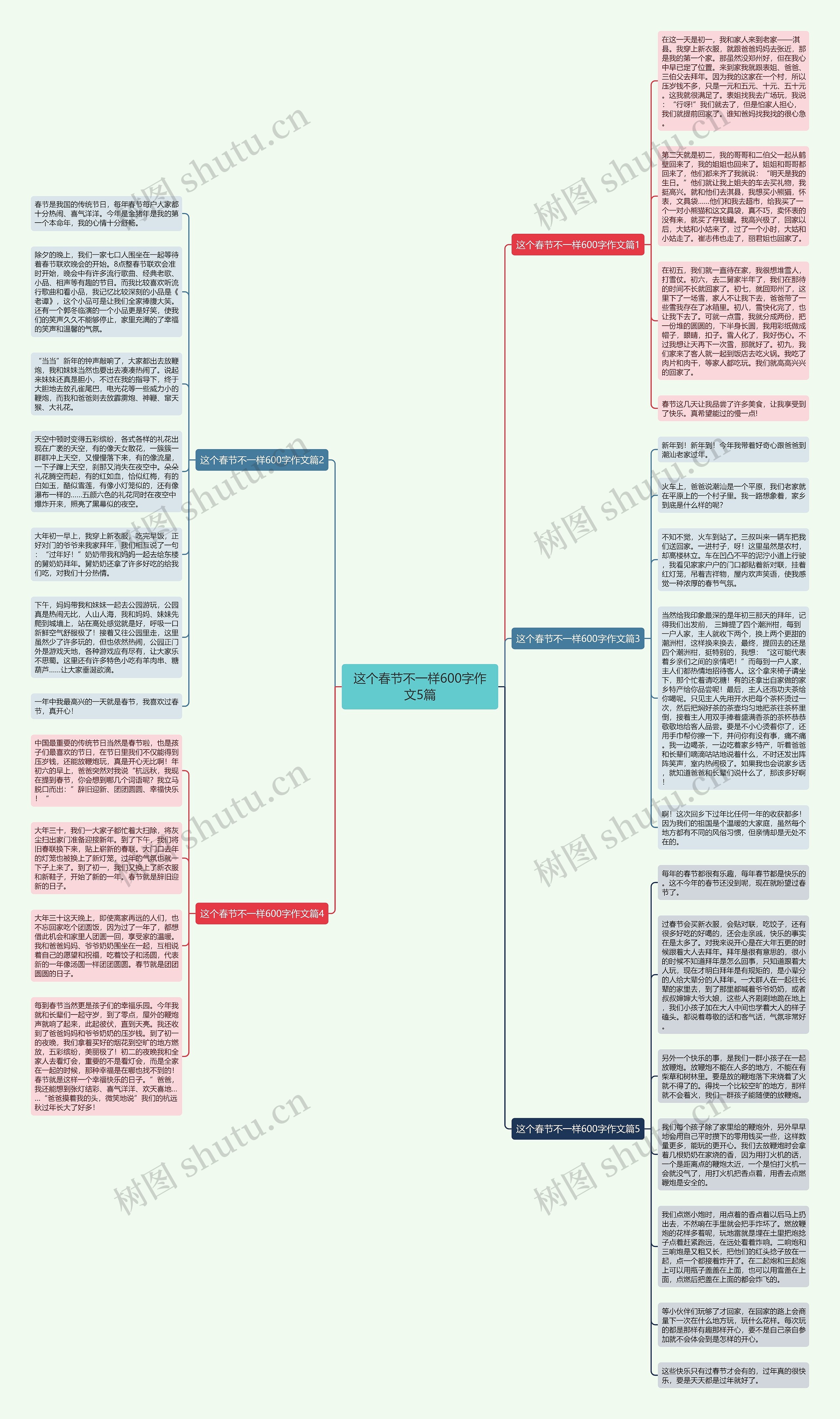 这个春节不一样600字作文5篇思维导图