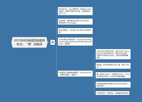 2015年6月英语四级翻译练习：“雾”的翻译