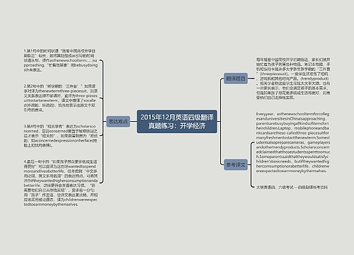 2015年12月英语四级翻译真题练习：开学经济