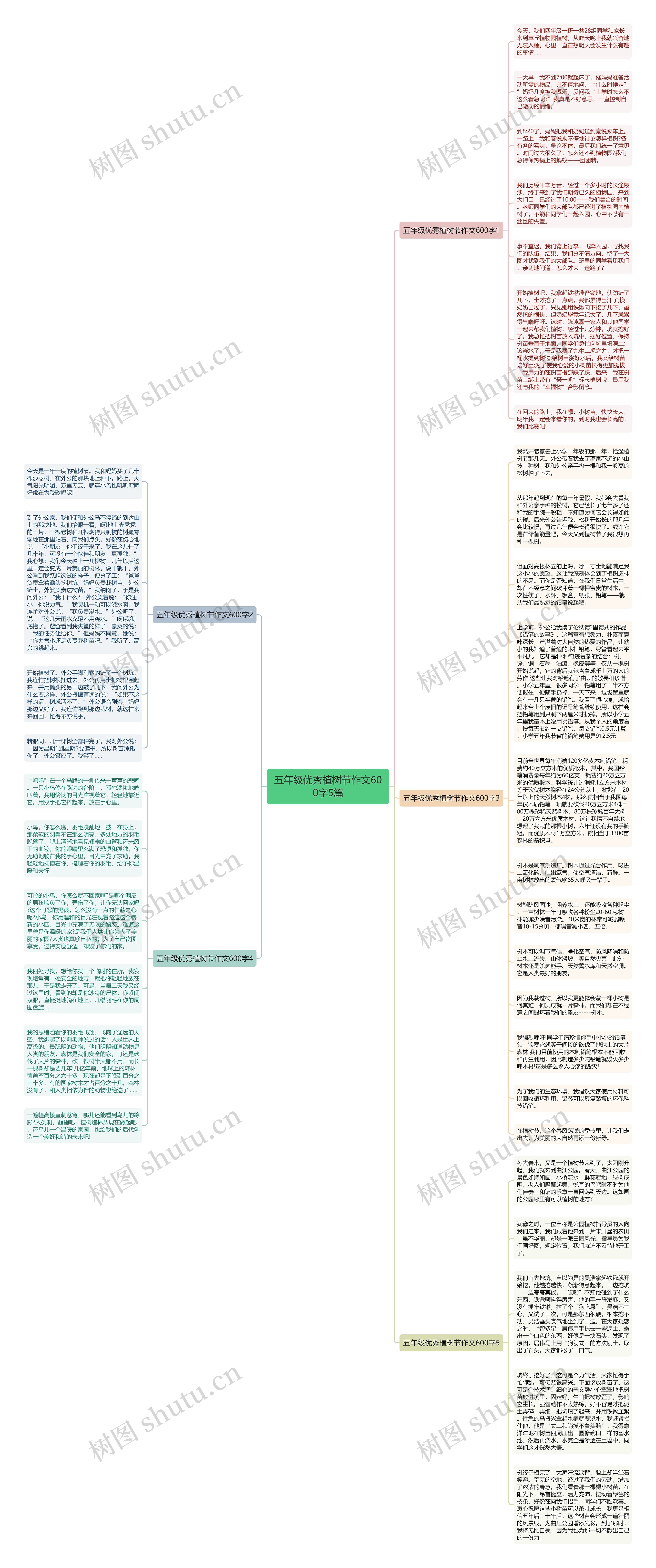 五年级优秀植树节作文600字5篇思维导图