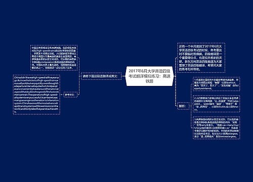 2017年6月大学英语四级考试翻译模拟练习：高速铁路