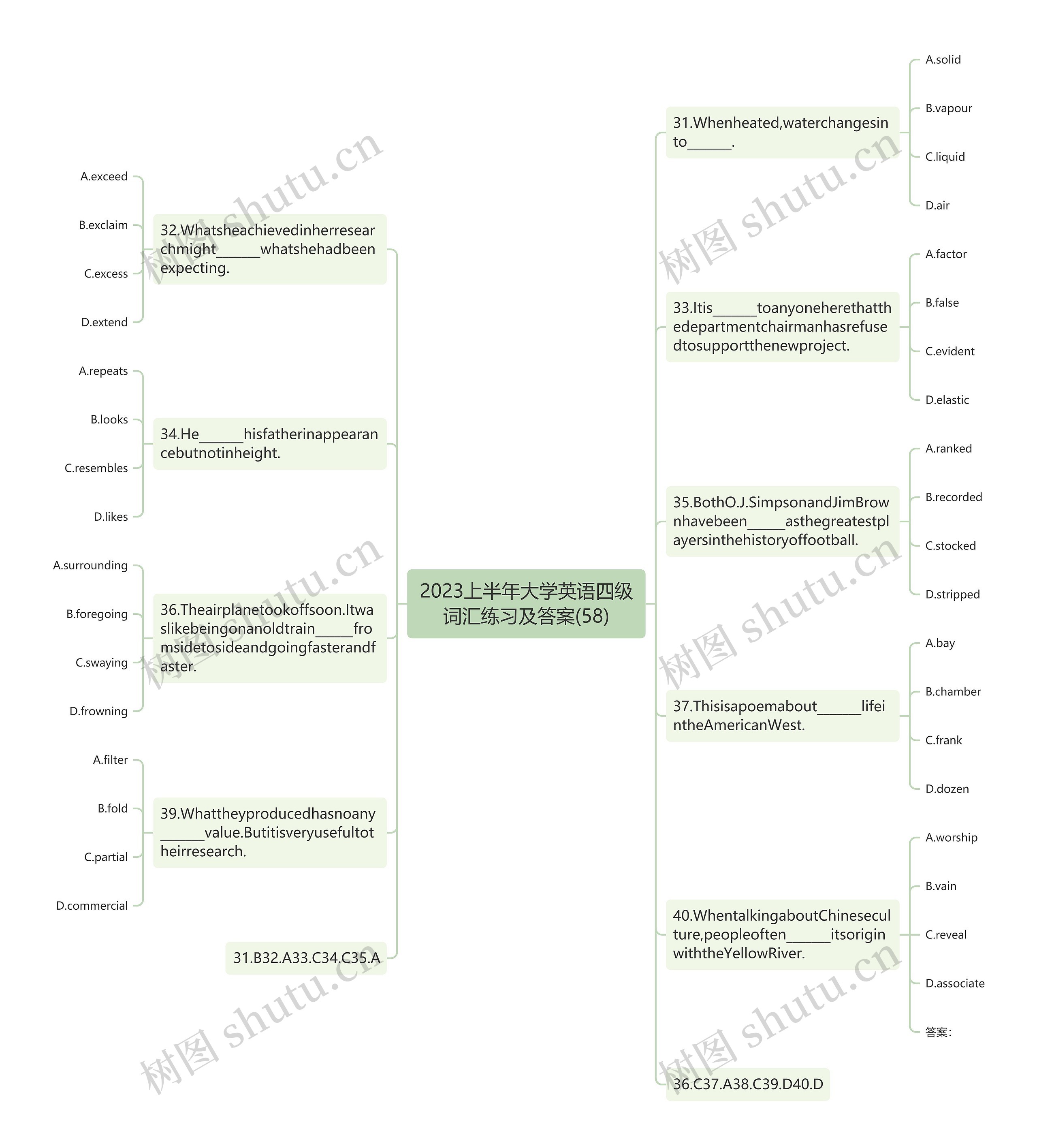 2023上半年大学英语四级词汇练习及答案(58)思维导图