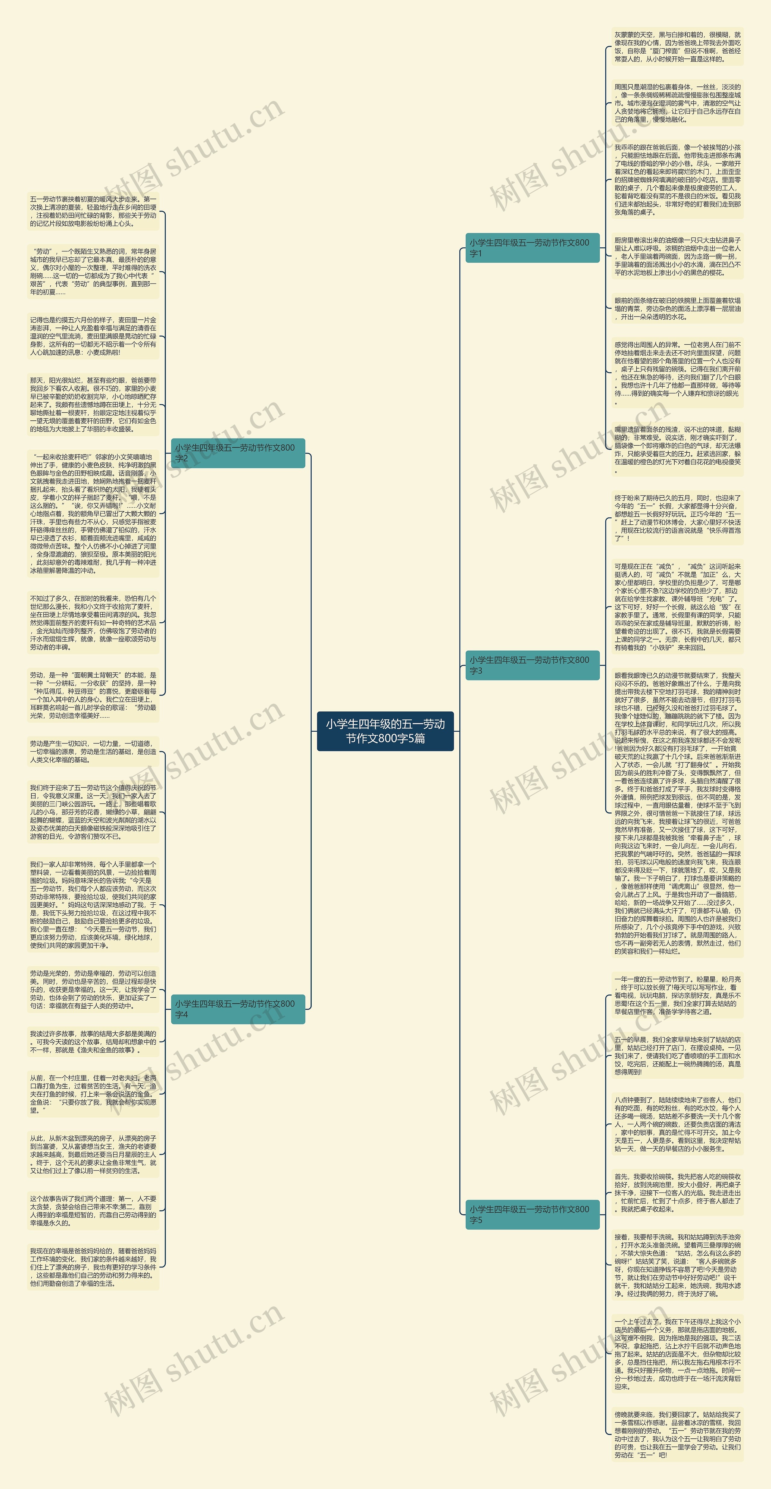 小学生四年级的五一劳动节作文800字5篇思维导图