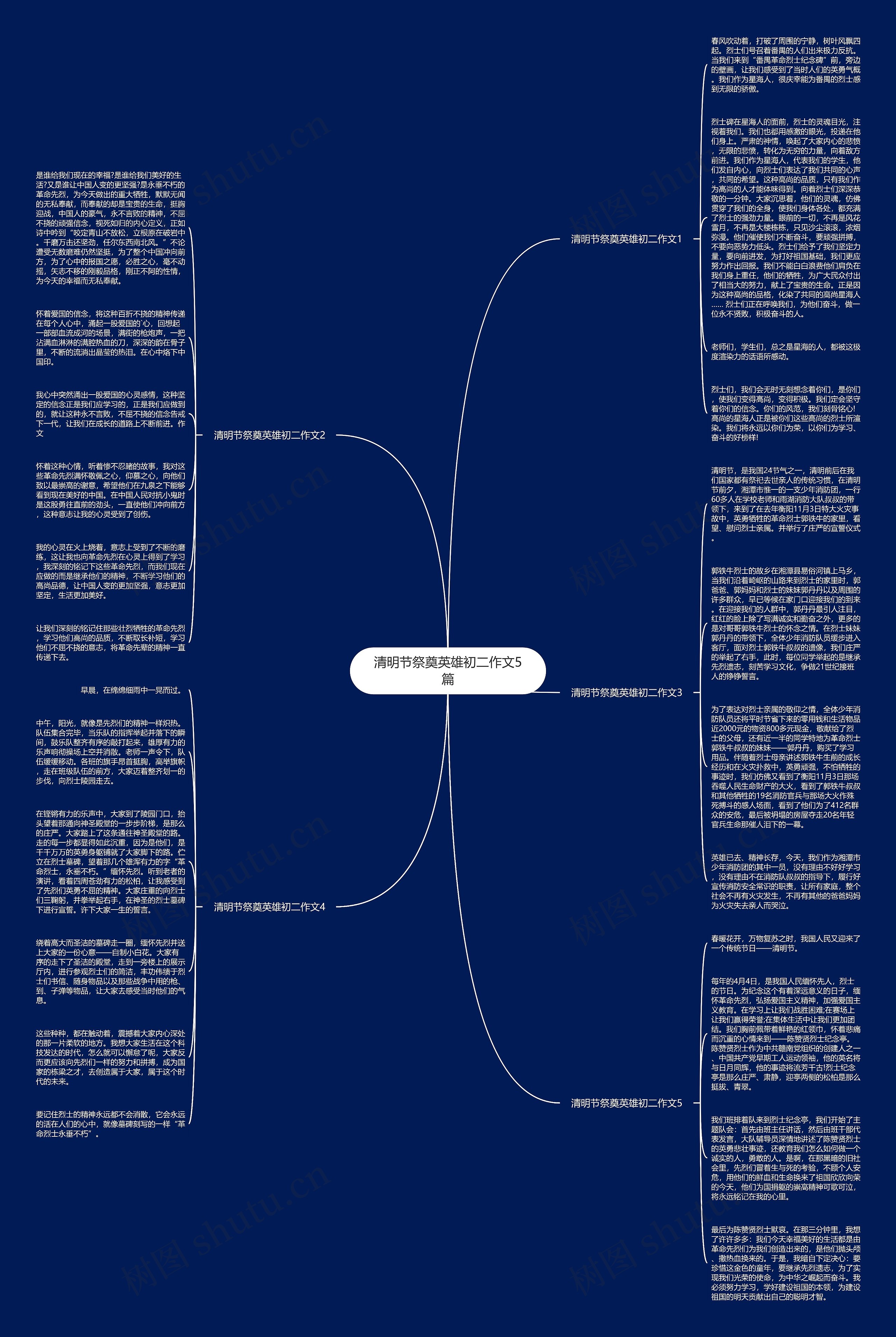清明节祭奠英雄初二作文5篇思维导图