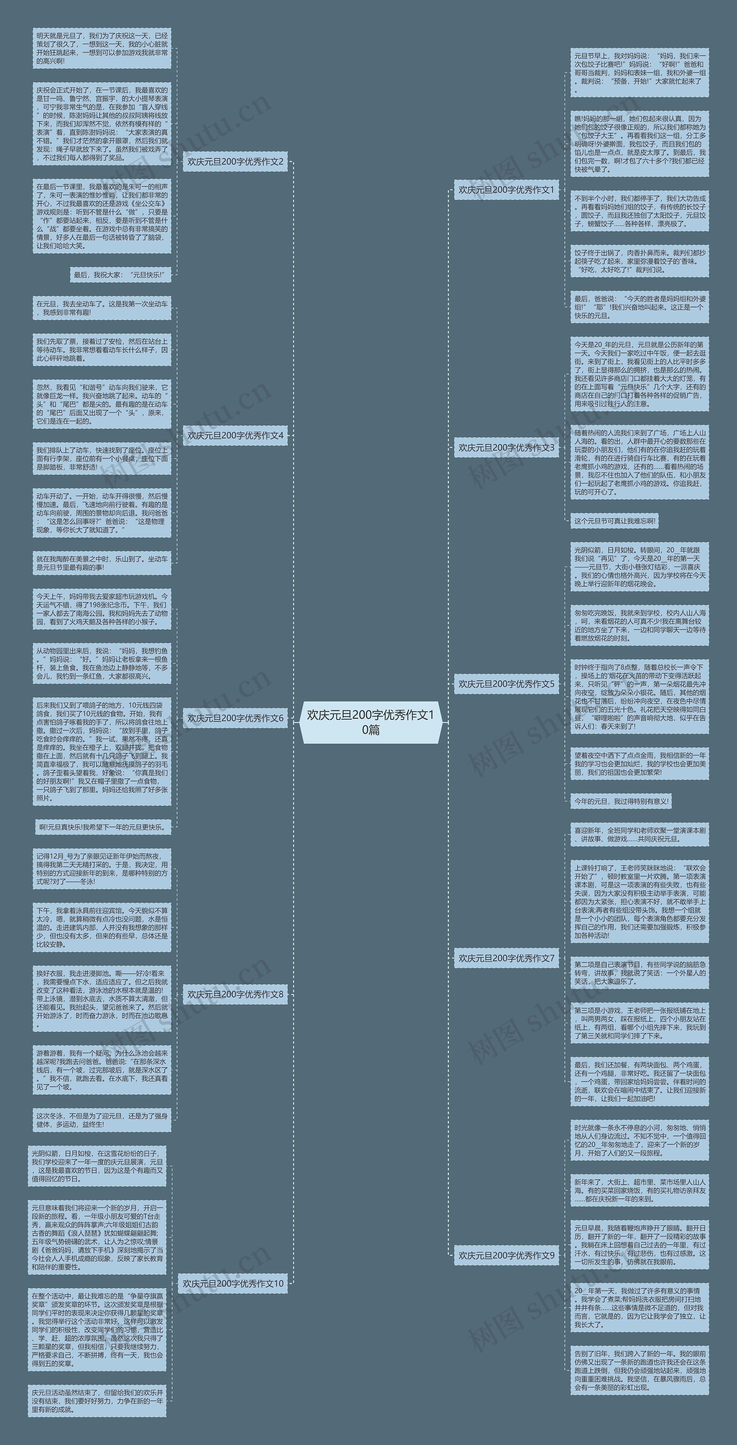 欢庆元旦200字优秀作文10篇思维导图