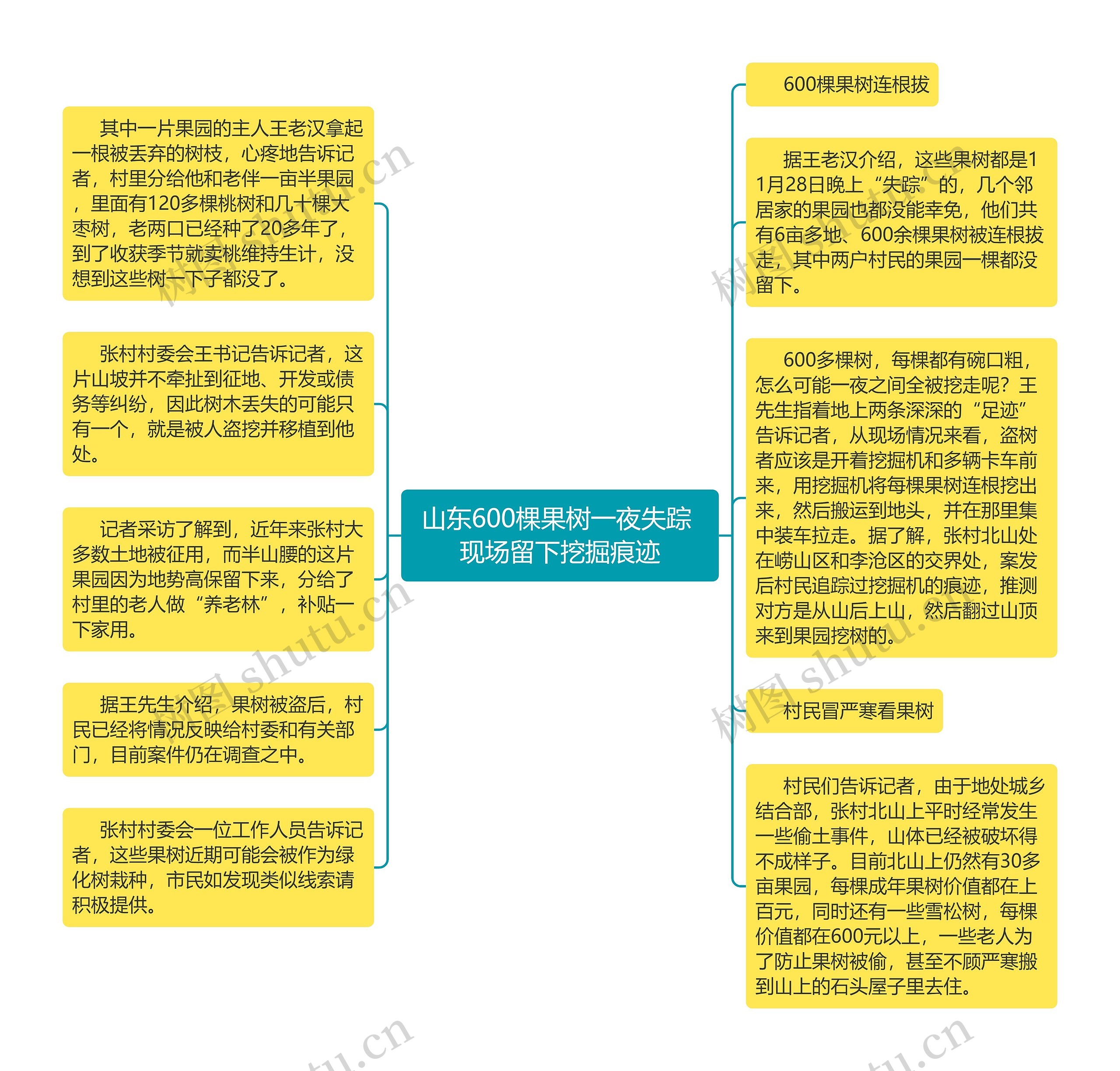 山东600棵果树一夜失踪 现场留下挖掘痕迹思维导图