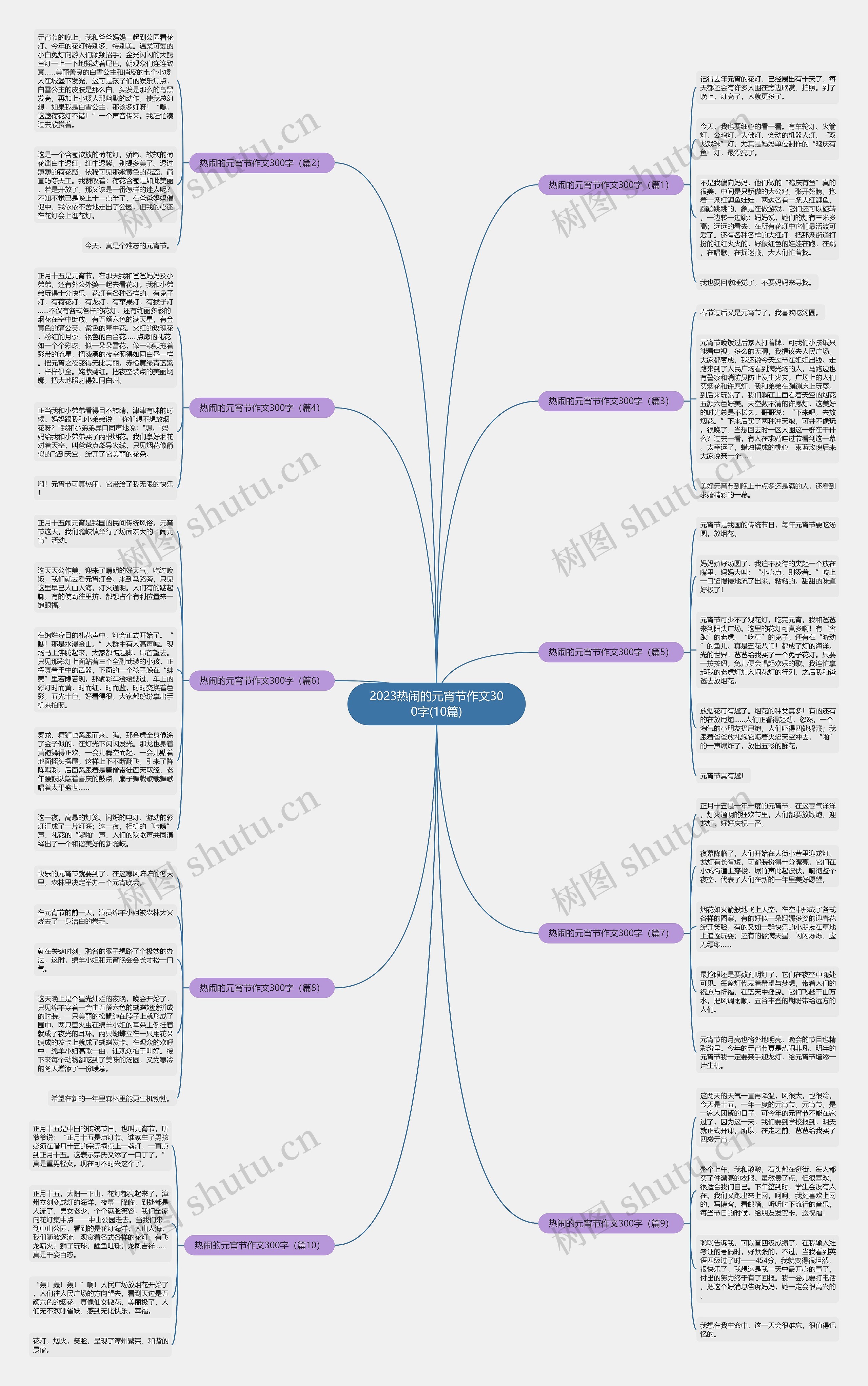 2023热闹的元宵节作文300字(10篇)思维导图