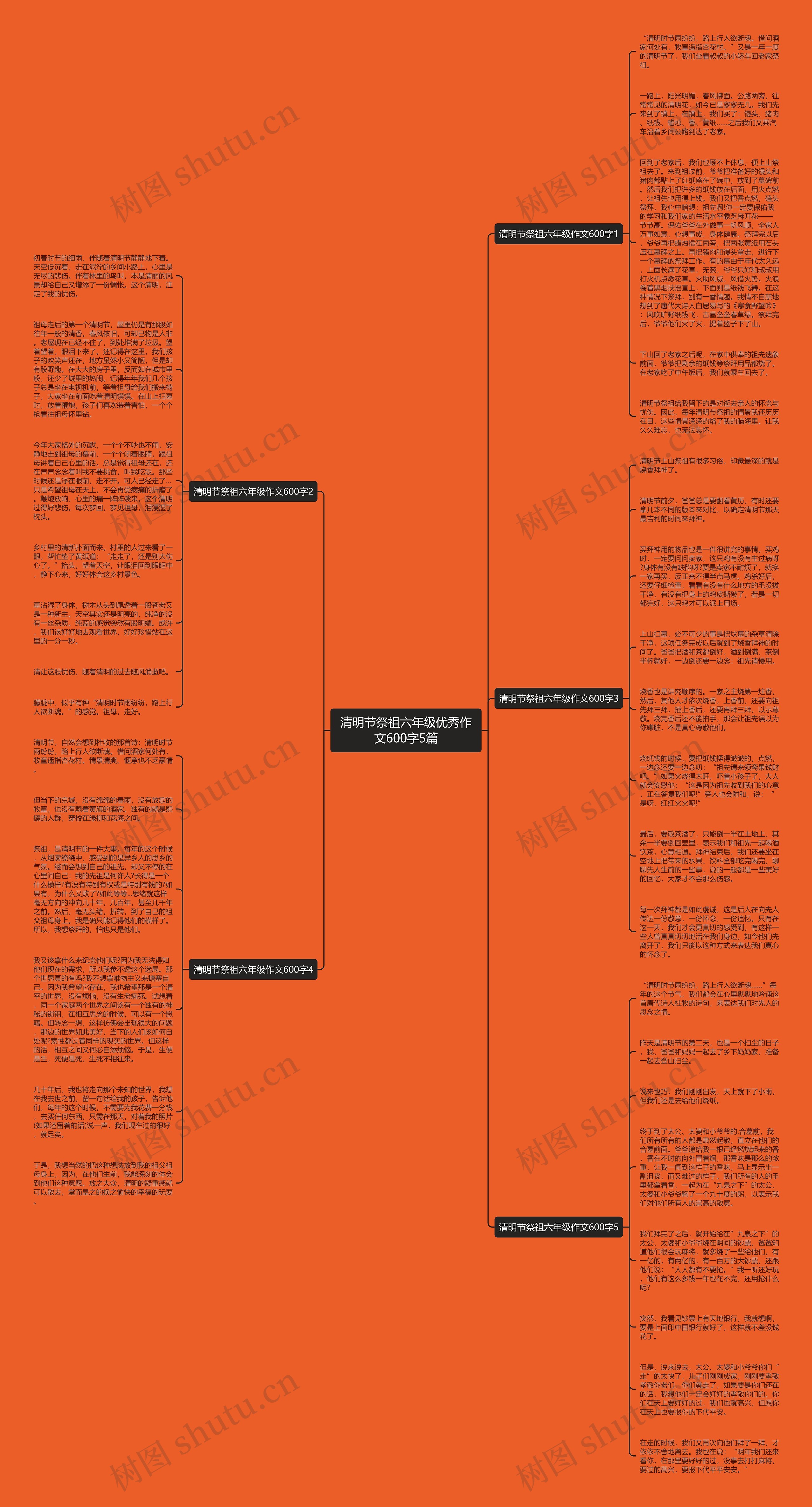 清明节祭祖六年级优秀作文600字5篇思维导图