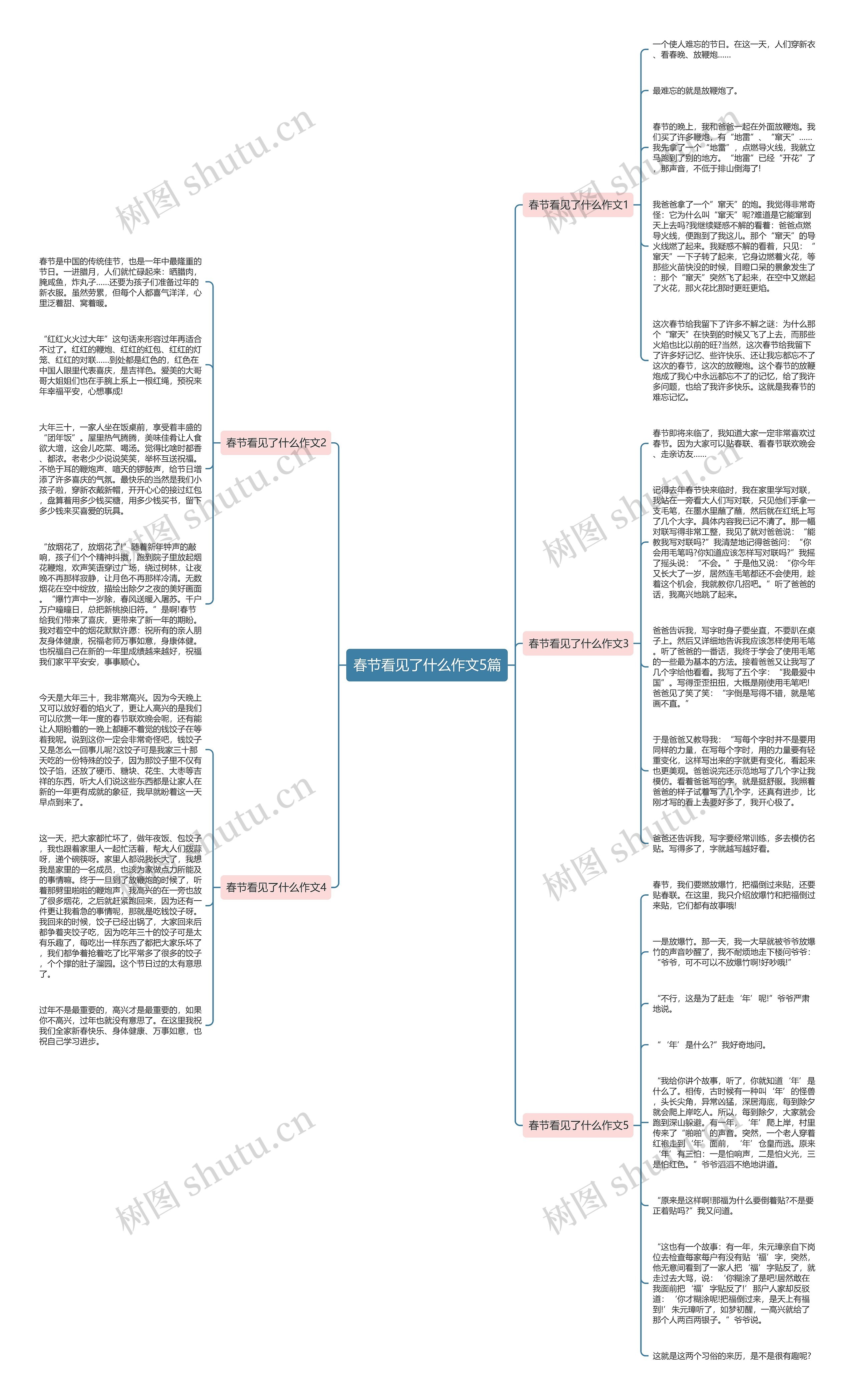 春节看见了什么作文5篇思维导图