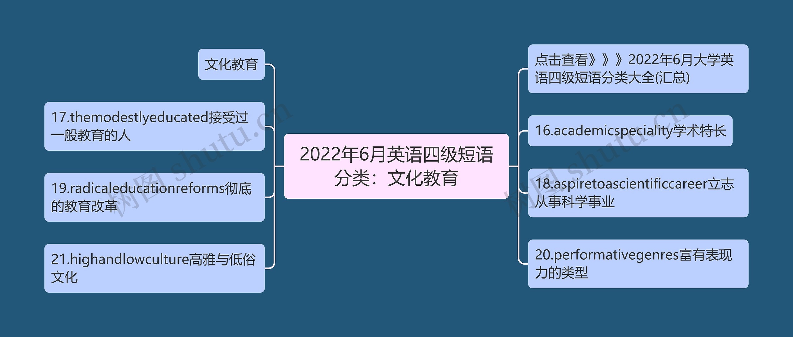 2022年6月英语四级短语分类：文化教育思维导图