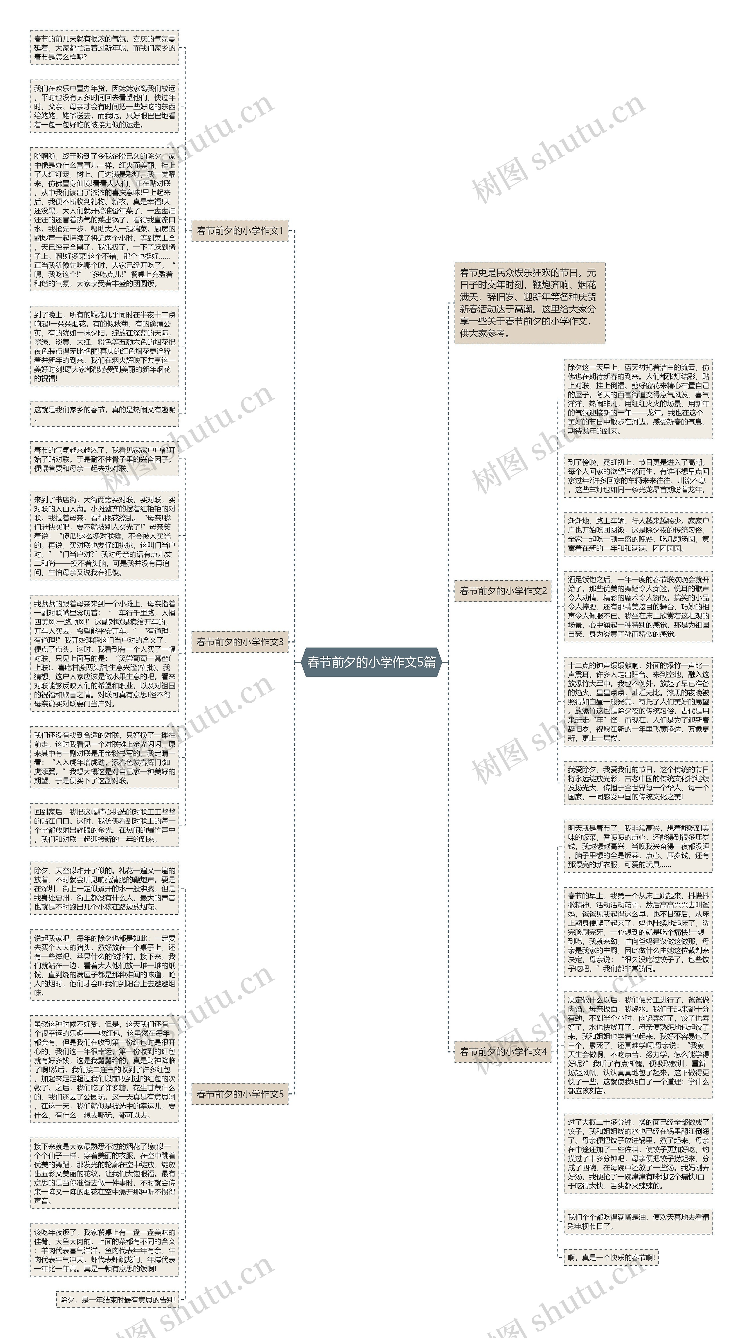 春节前夕的小学作文5篇思维导图