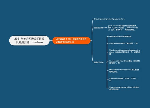 2021年英语四级词汇讲解及考点归纳：nowhere