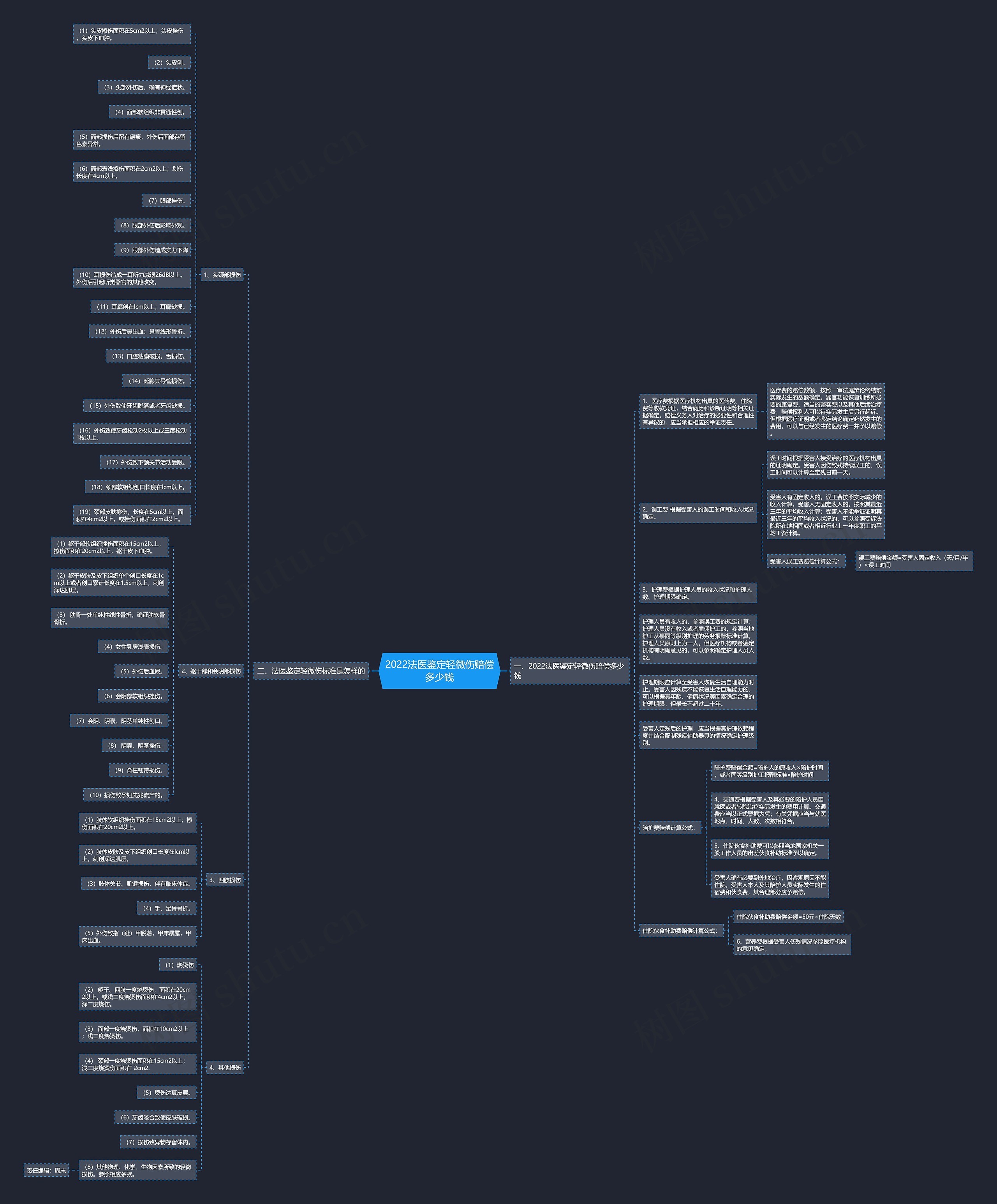 2022法医鉴定轻微伤赔偿多少钱思维导图