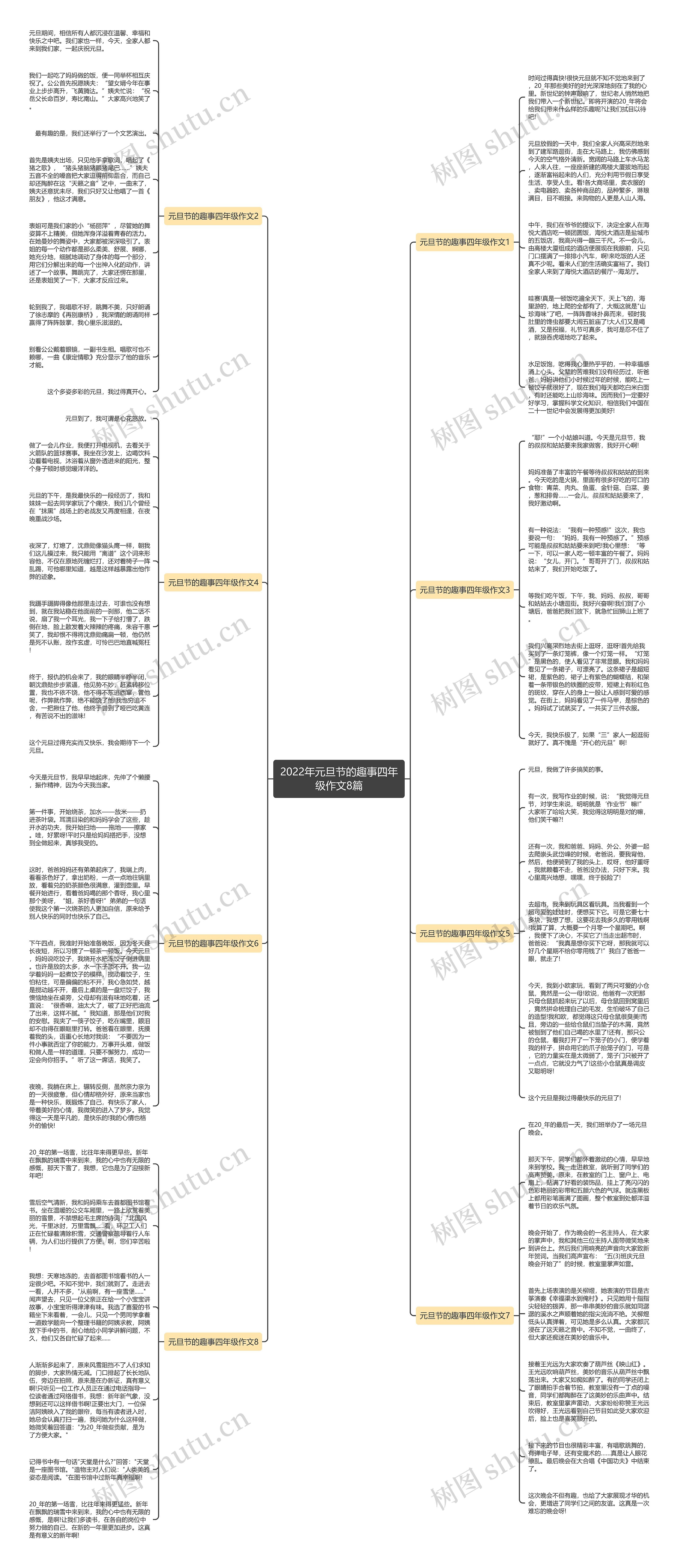 2022年元旦节的趣事四年级作文8篇思维导图