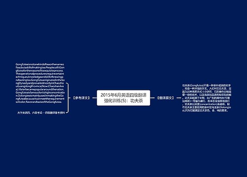 2015年6月英语四级翻译强化训练(5)：功夫茶