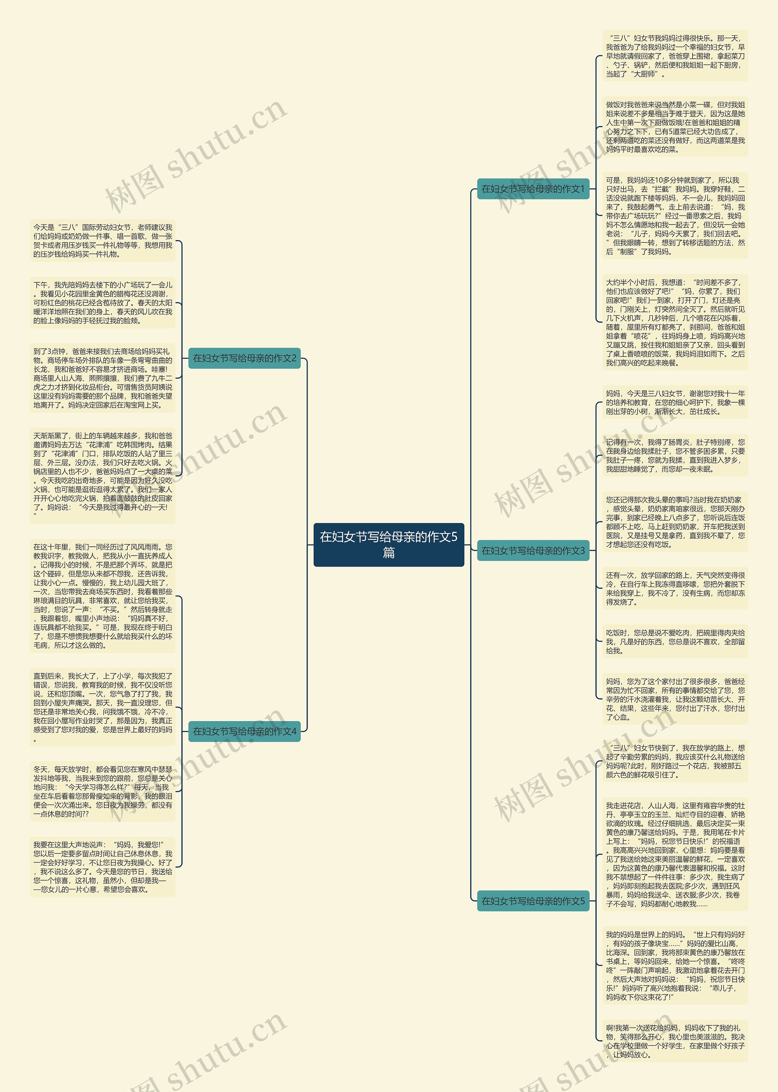 在妇女节写给母亲的作文5篇思维导图
