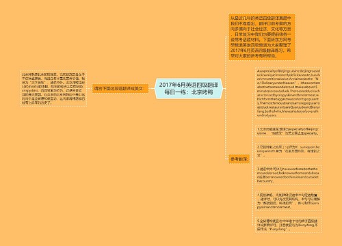 2017年6月英语四级翻译每日一练：北京烤鸭