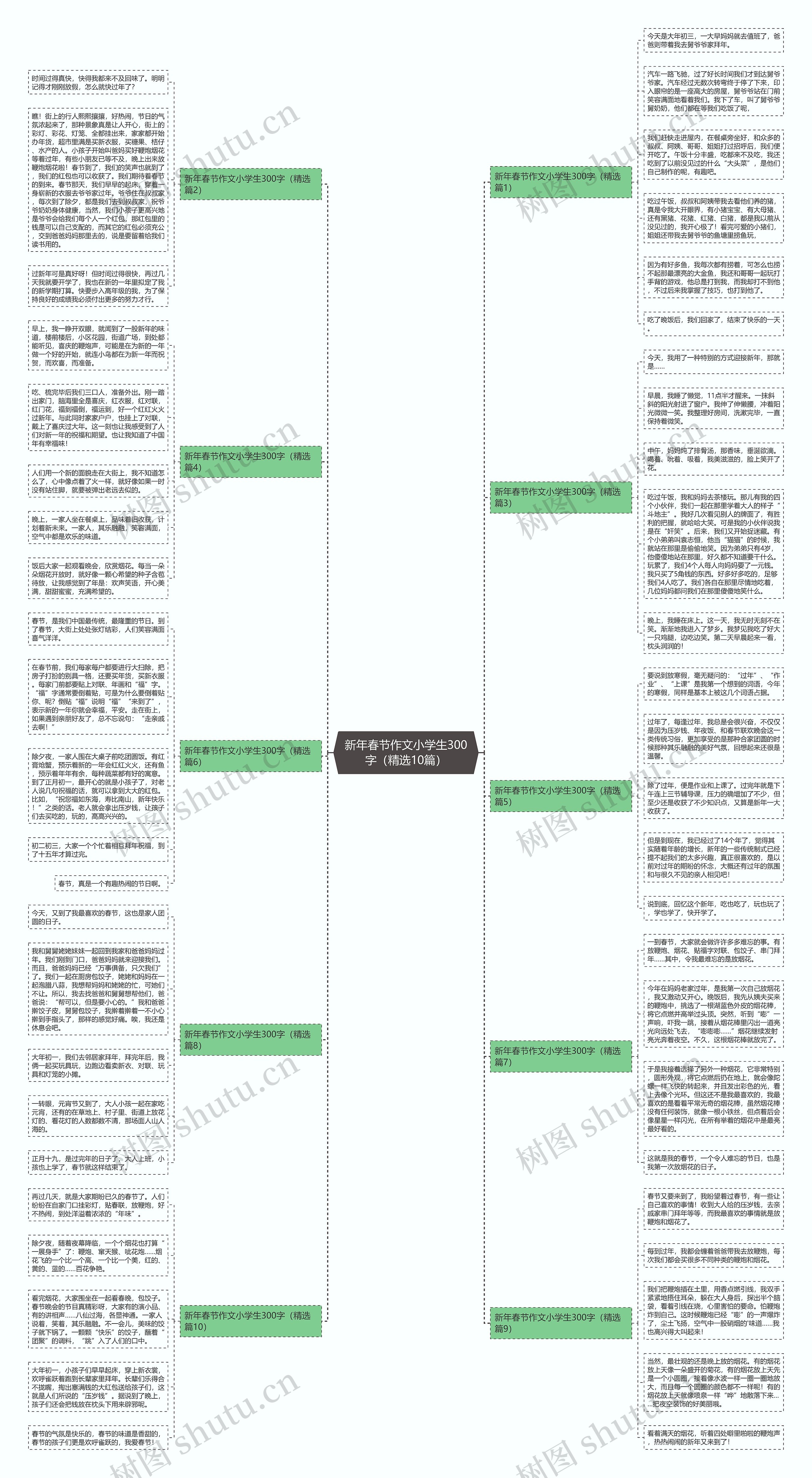 新年春节作文小学生300字（精选10篇）思维导图
