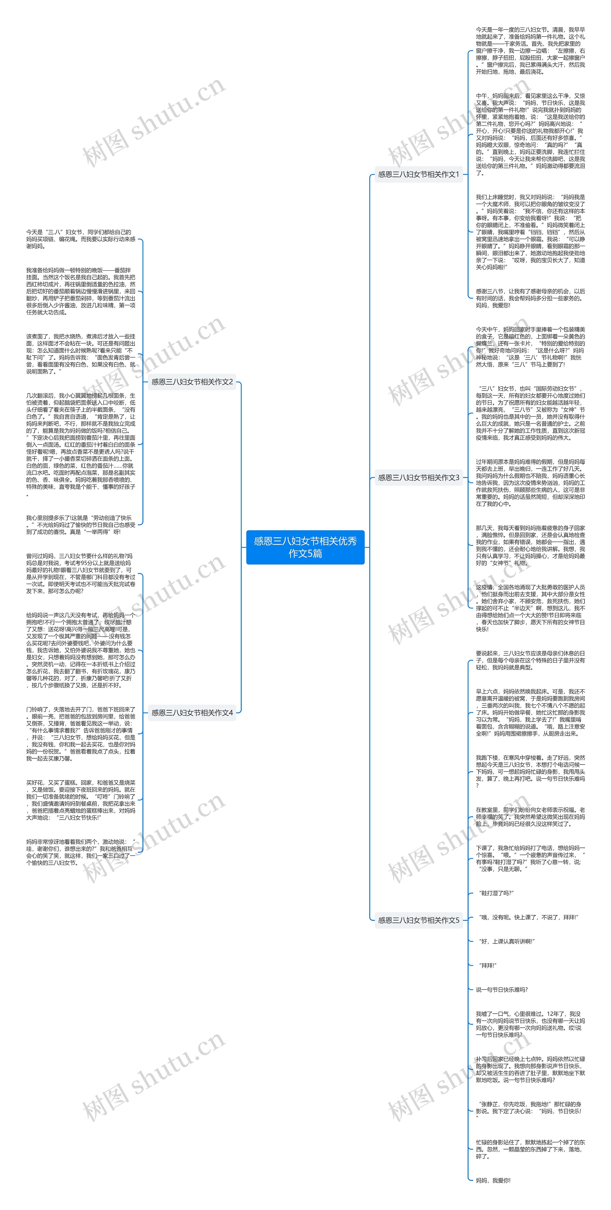 感恩三八妇女节相关优秀作文5篇思维导图