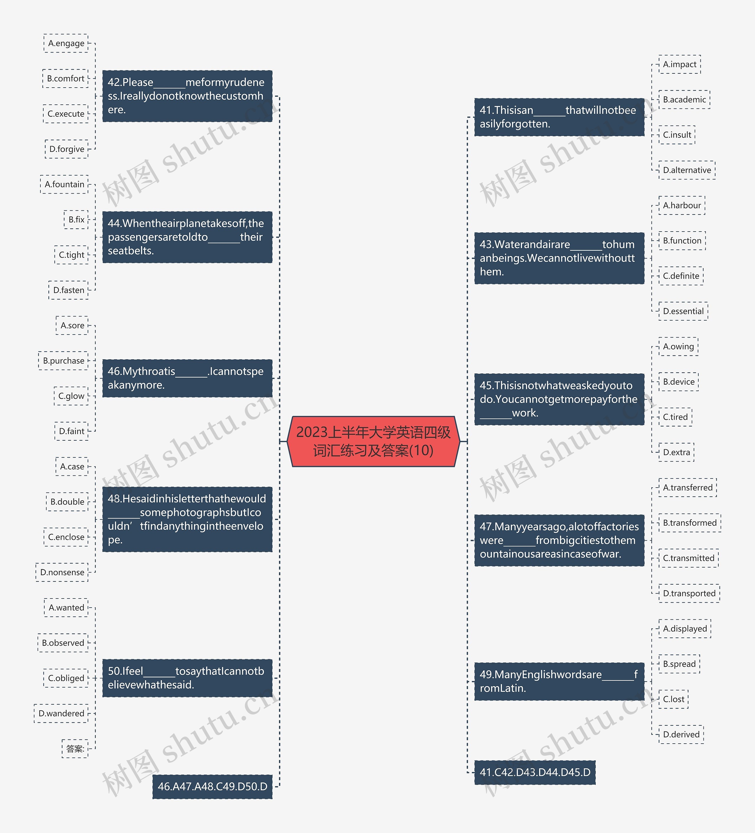 2023上半年大学英语四级词汇练习及答案(10)