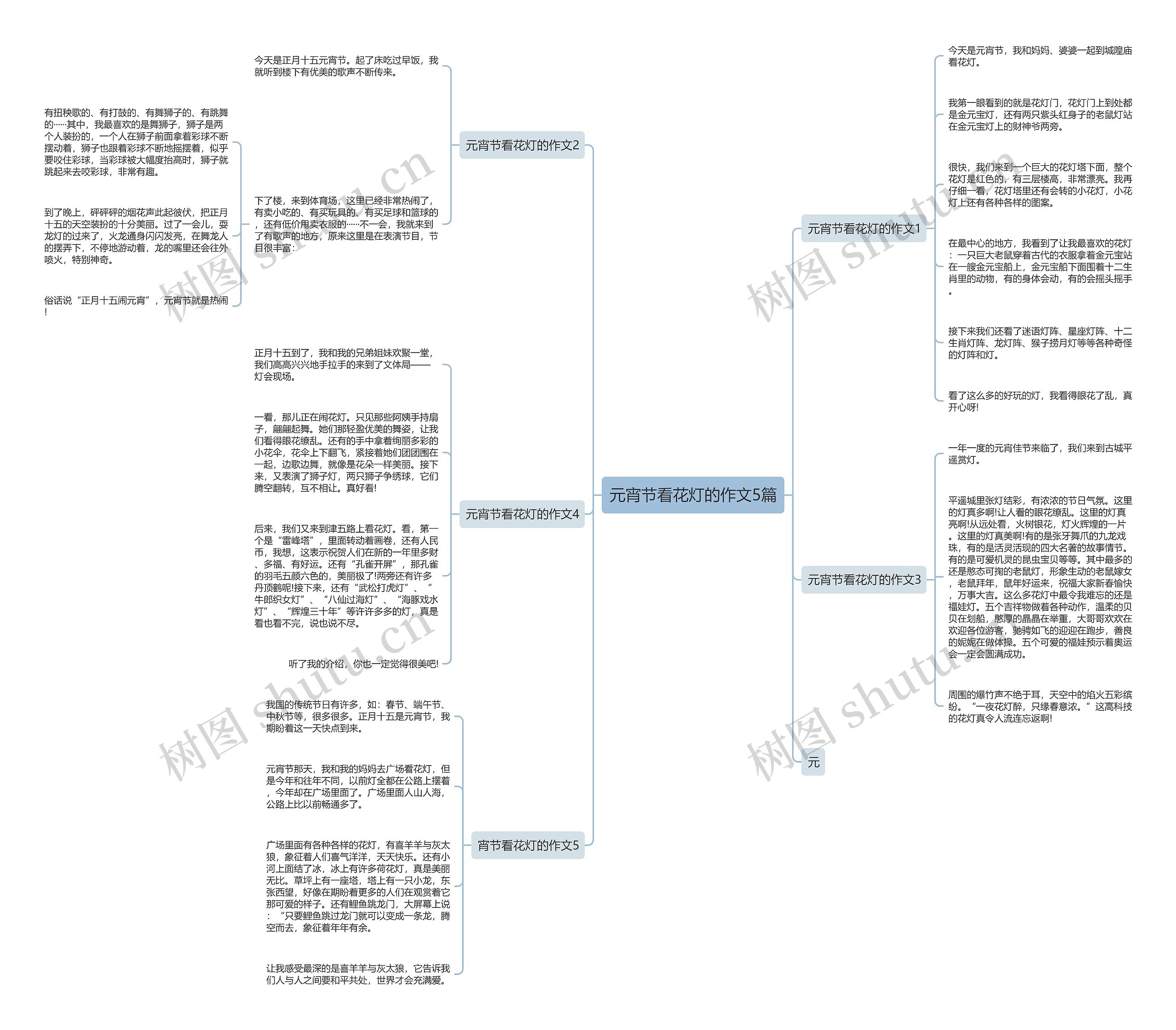 元宵节看花灯的作文5篇思维导图