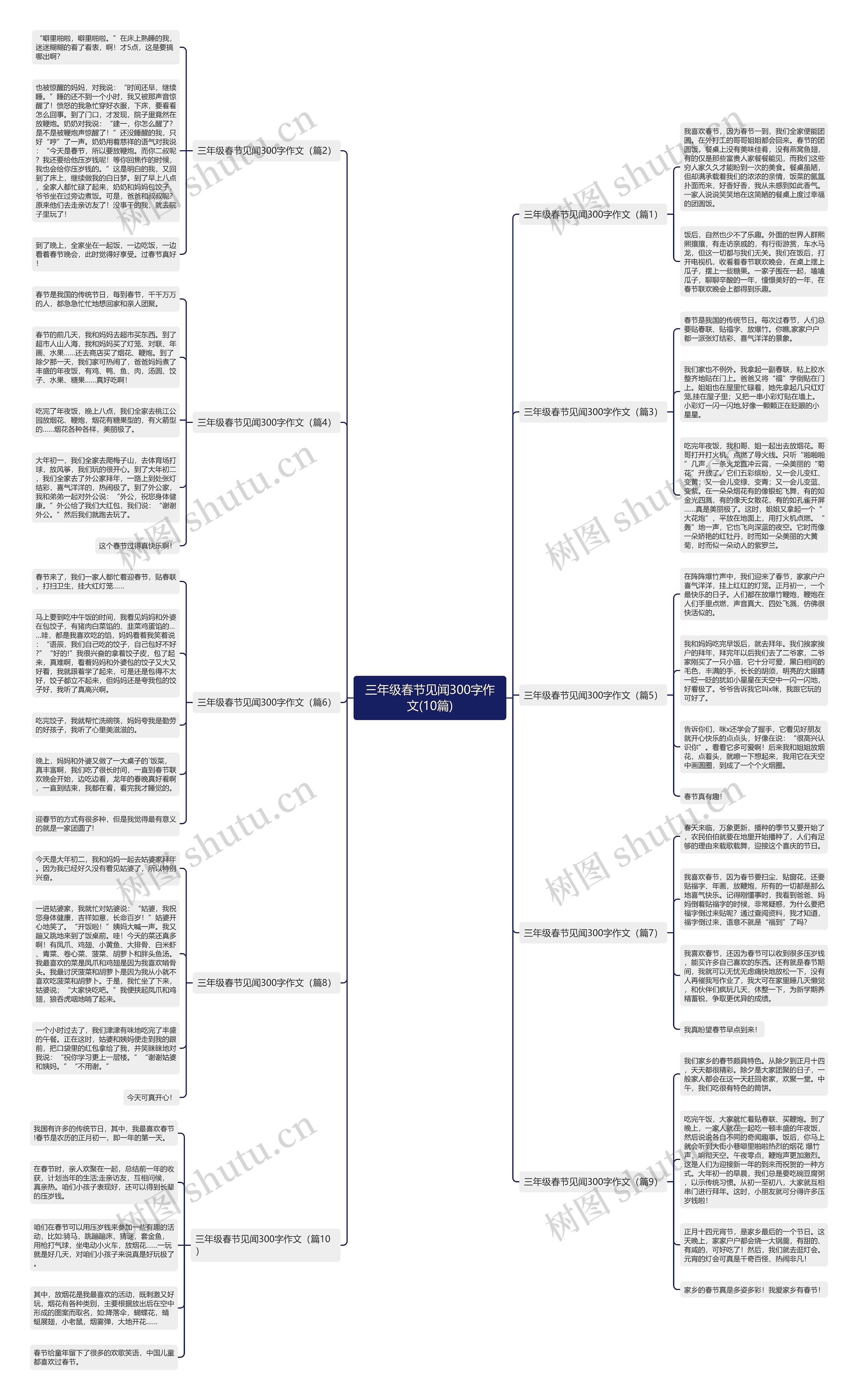 三年级春节见闻300字作文(10篇)思维导图