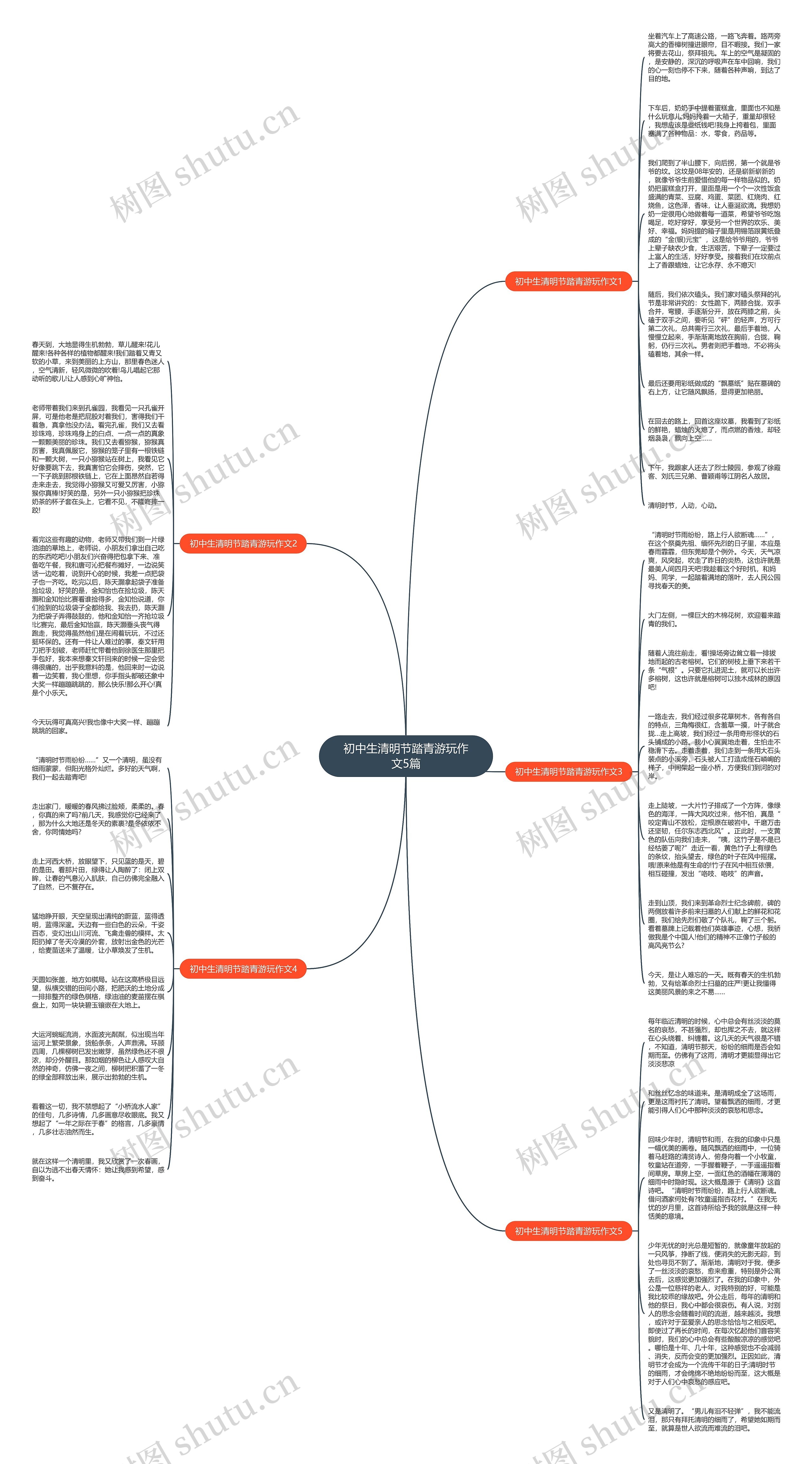 初中生清明节踏青游玩作文5篇思维导图