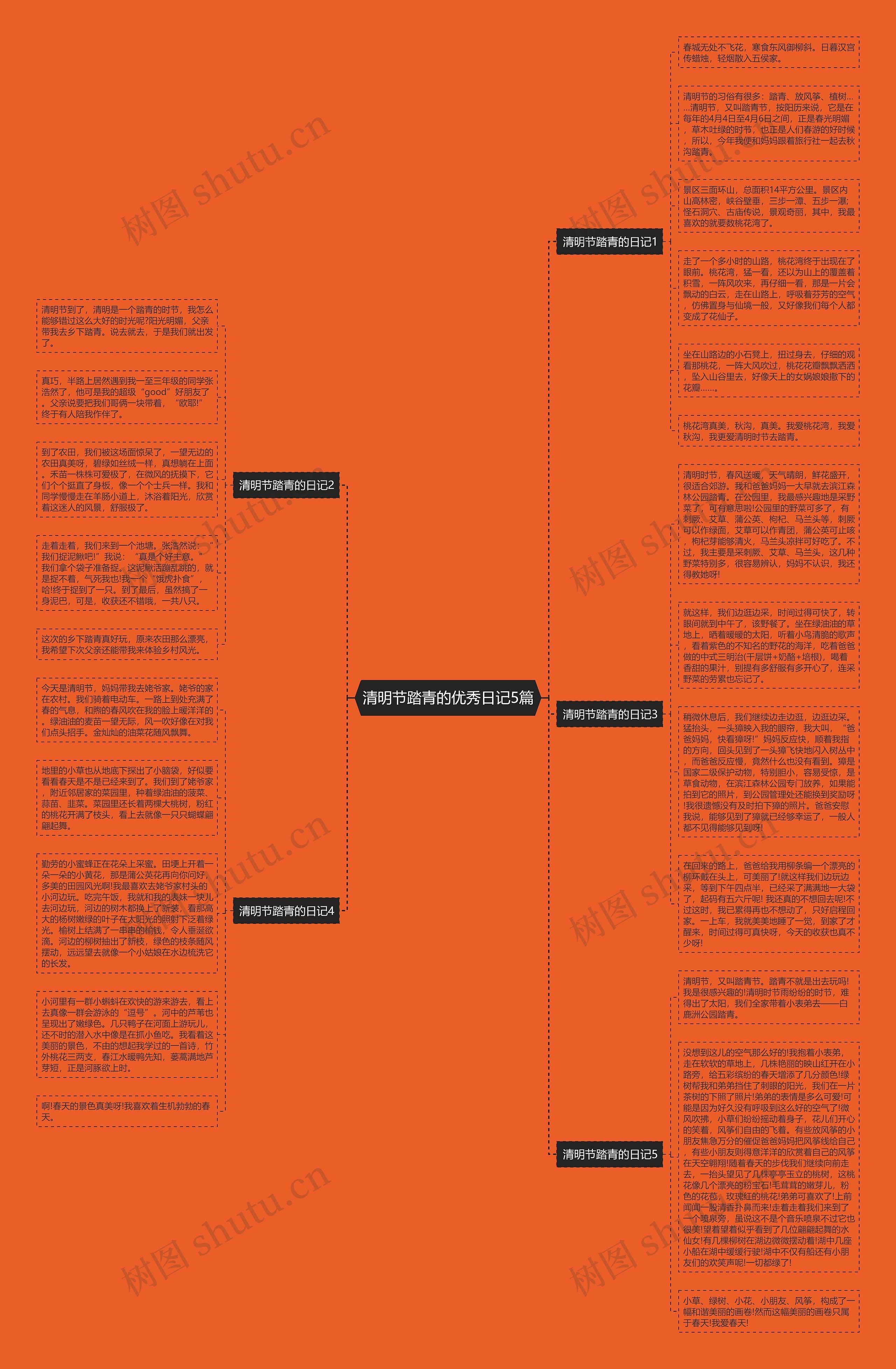 清明节踏青的优秀日记5篇思维导图